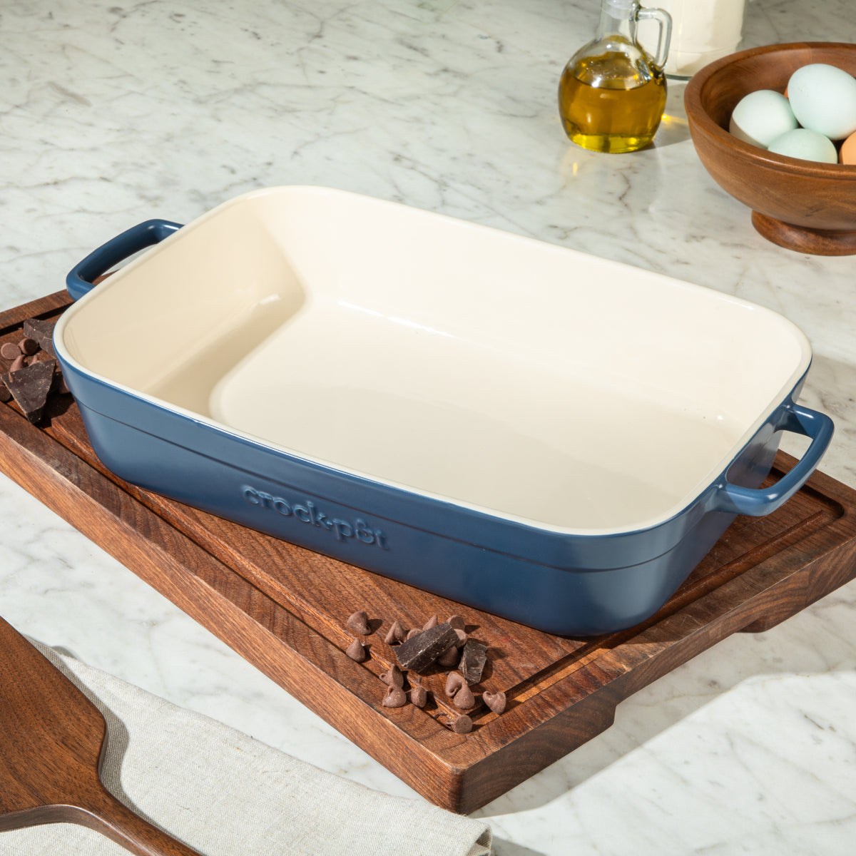 Crock-Pot Southvale 4.4 Quart Stoneware Casserole Dish, 9 x 13 Inch Lasagna Pan