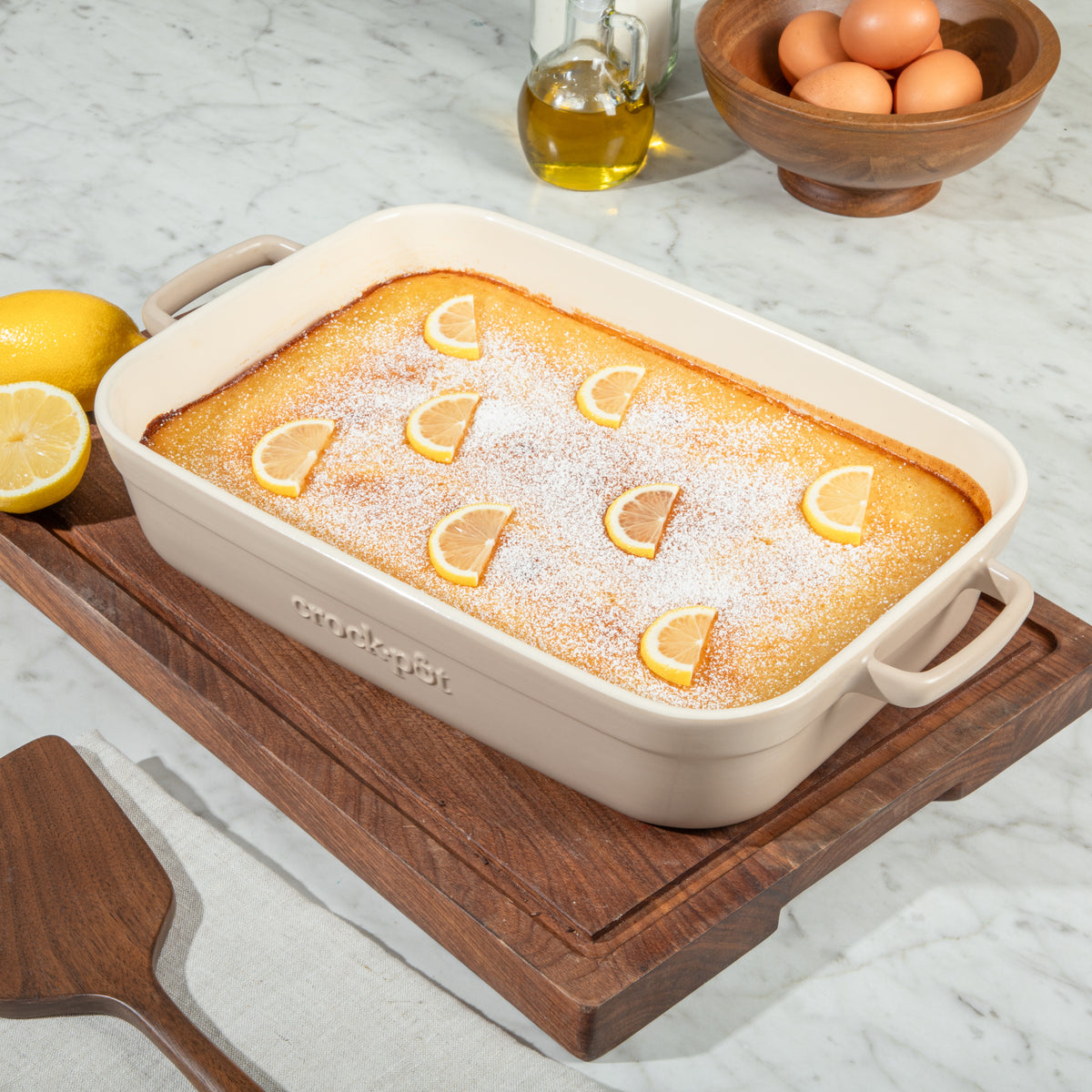Crock-Pot Southvale 4.4 Quart Stoneware Casserole Dish, 9 x 13 Inch Lasagna Pan