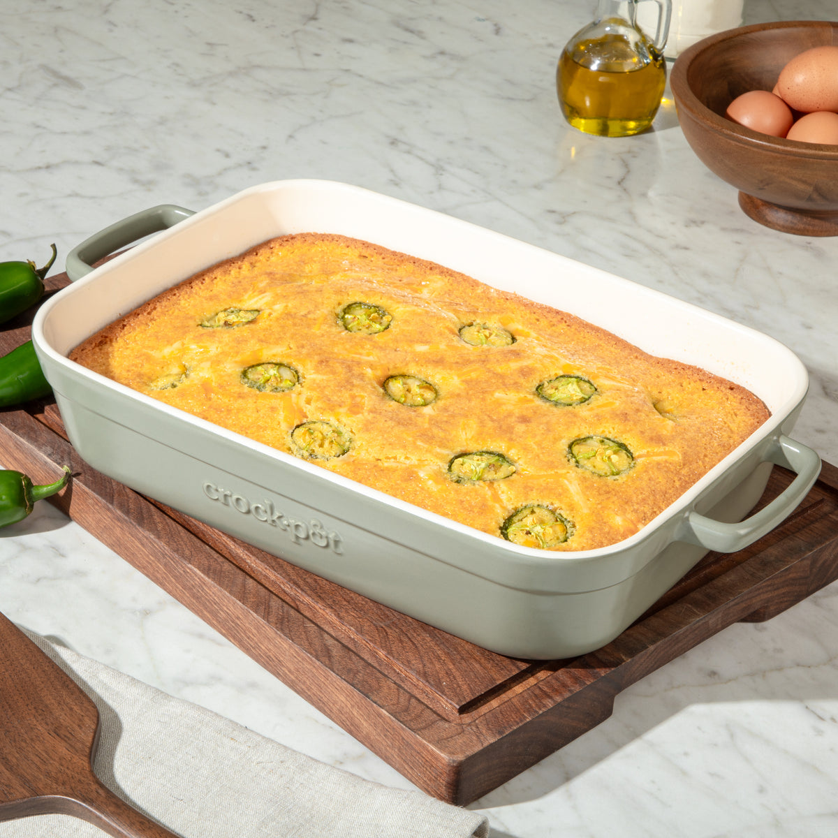 Crock-Pot Southvale 4.4 Quart Stoneware Casserole Dish, 9 x 13 Inch Lasagna Pan