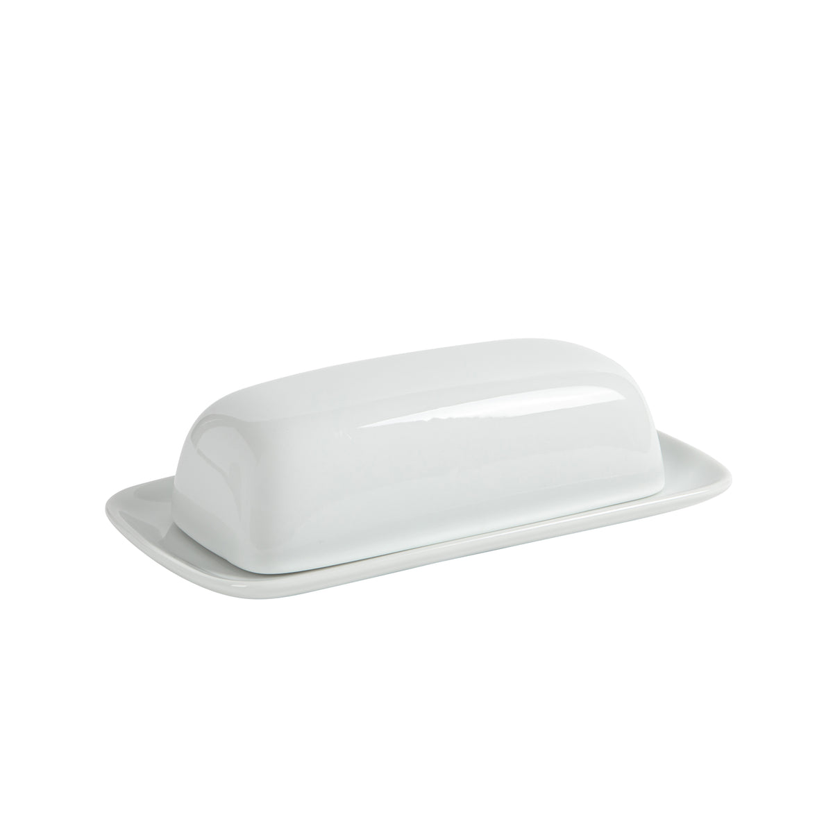 Gibson Home Gracious Dining Ceramic Butter Dish with Lid, 8.3 Inch, White