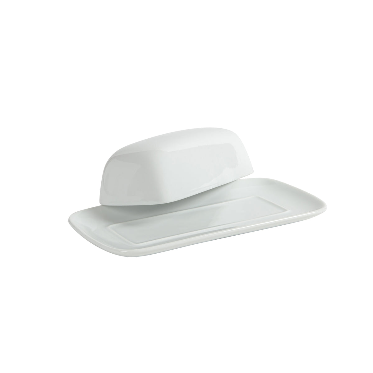 Gibson Home Gracious Dining Ceramic Butter Dish with Lid, 8.3 Inch, White
