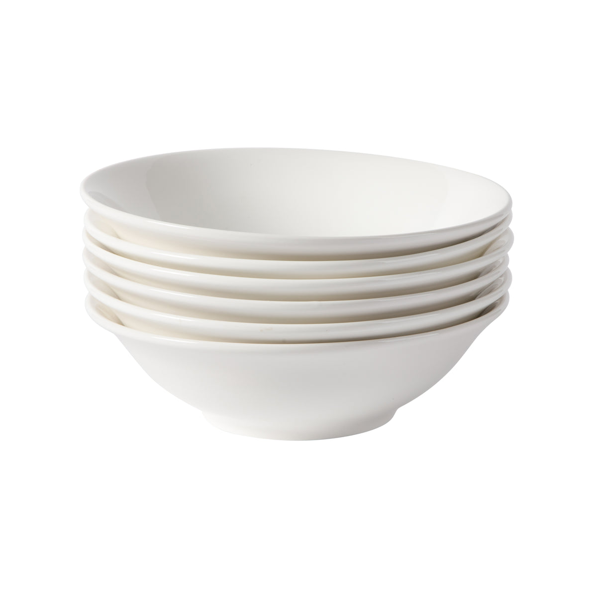 Gibson Home Great Essentials 6 Piece 8 Inch Porcelain Bowl Set, White Round Pasta Soup Salad Bowls
