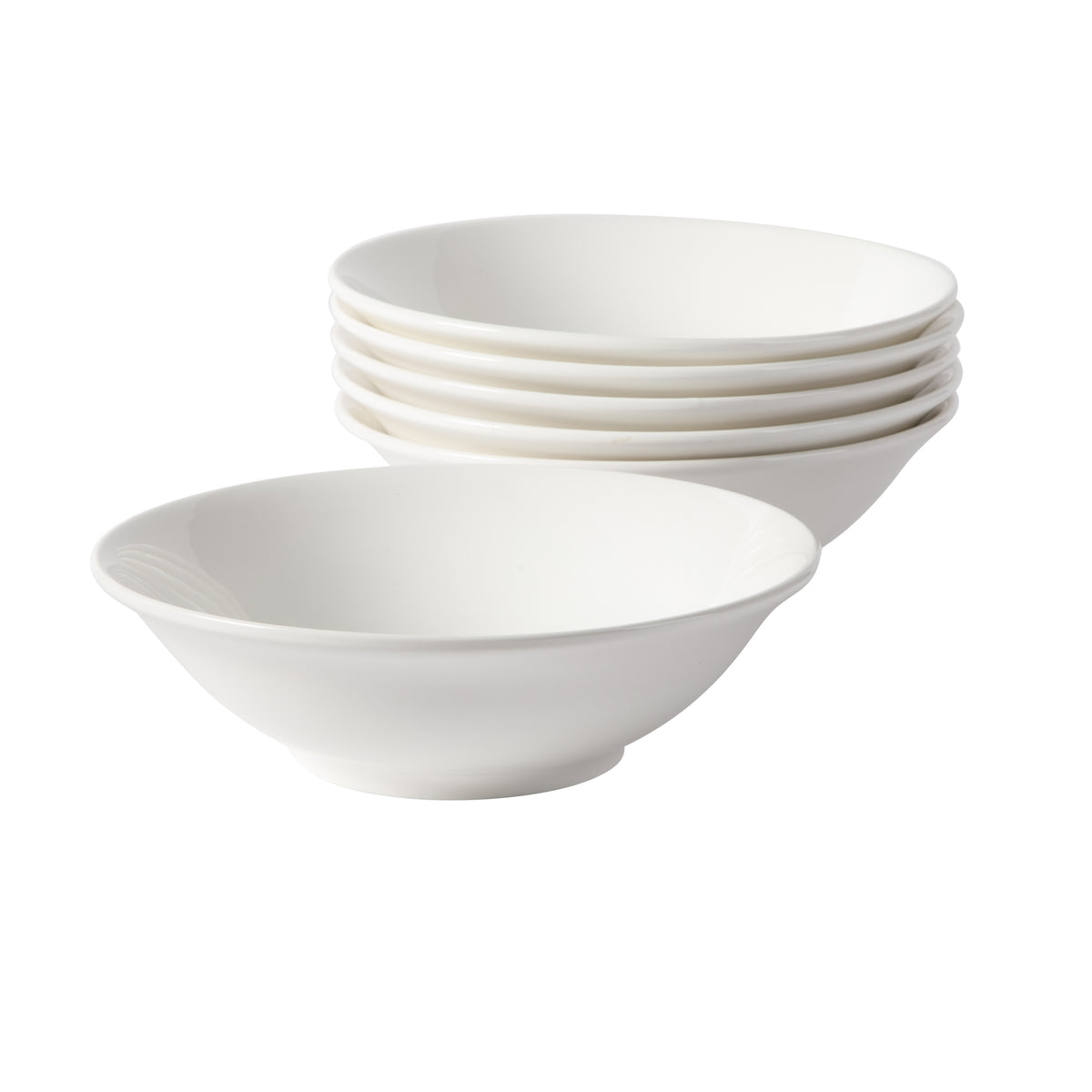Gibson Home Great Essentials 6 Piece 8 Inch Porcelain Bowl Set, White Round Pasta Soup Salad Bowls