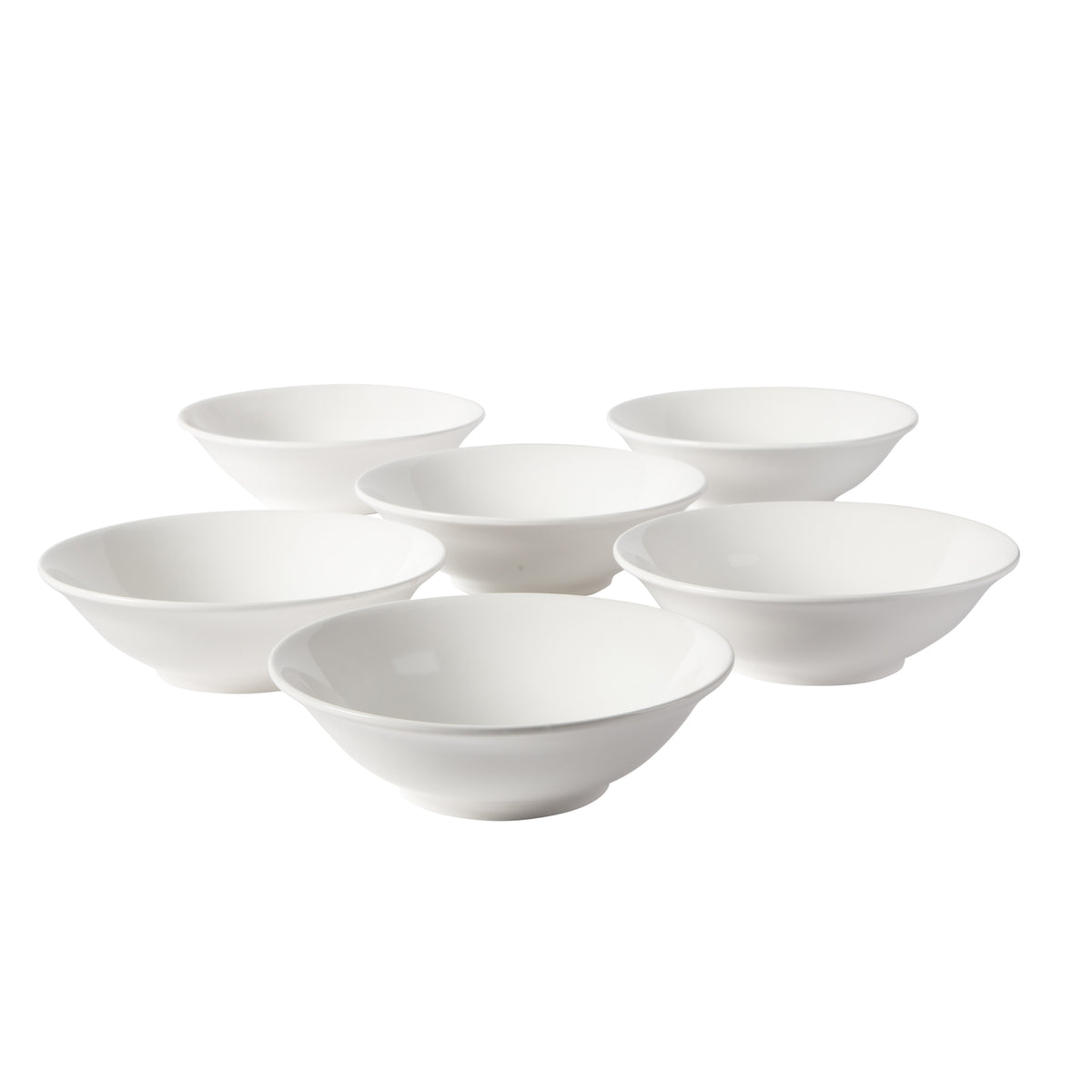 Gibson Home Great Essentials 6 Piece 8 Inch Porcelain Bowl Set, White Round Pasta Soup Salad Bowls