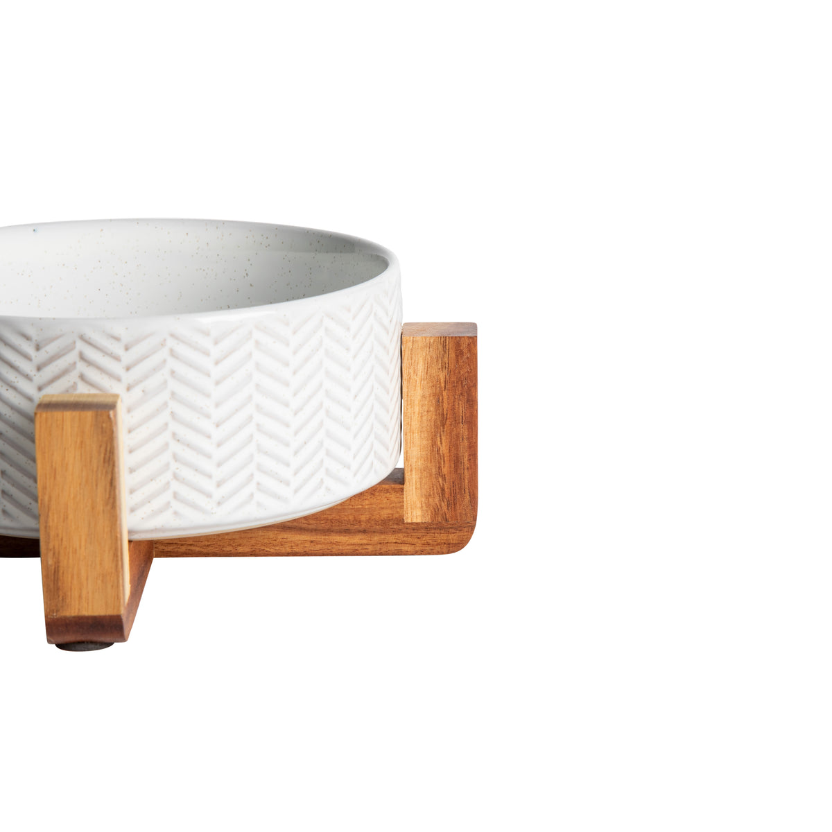 Gibson Home Ridgewood Elevated Dog Bowls with Acacia Wood Stand, Stoneware Double Pet Bowl