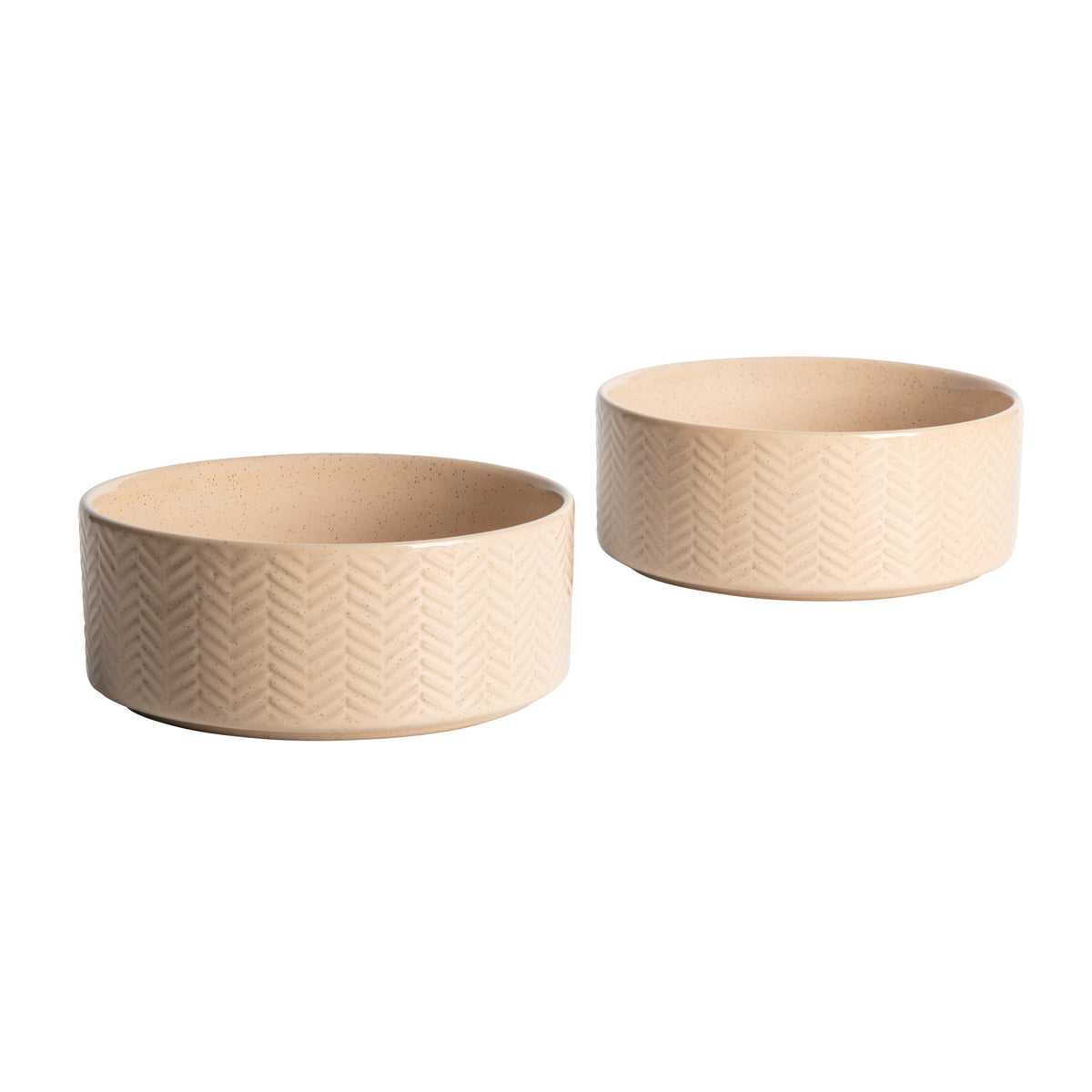 Gibson Home Ridgewood Elevated Dog Bowls with Acacia Wood Stand, Stoneware Double Pet Bowl