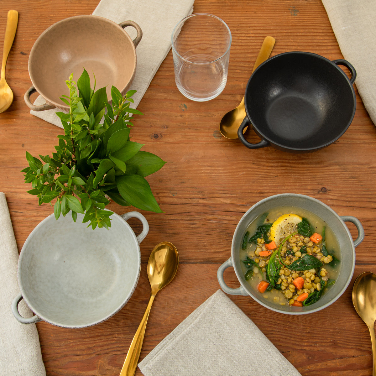 Gibson Elite Hearth Lane 4-Piece 6-Inch Stoneware Bowl Set, Reactive Glaze Soup and Cereal Bowls