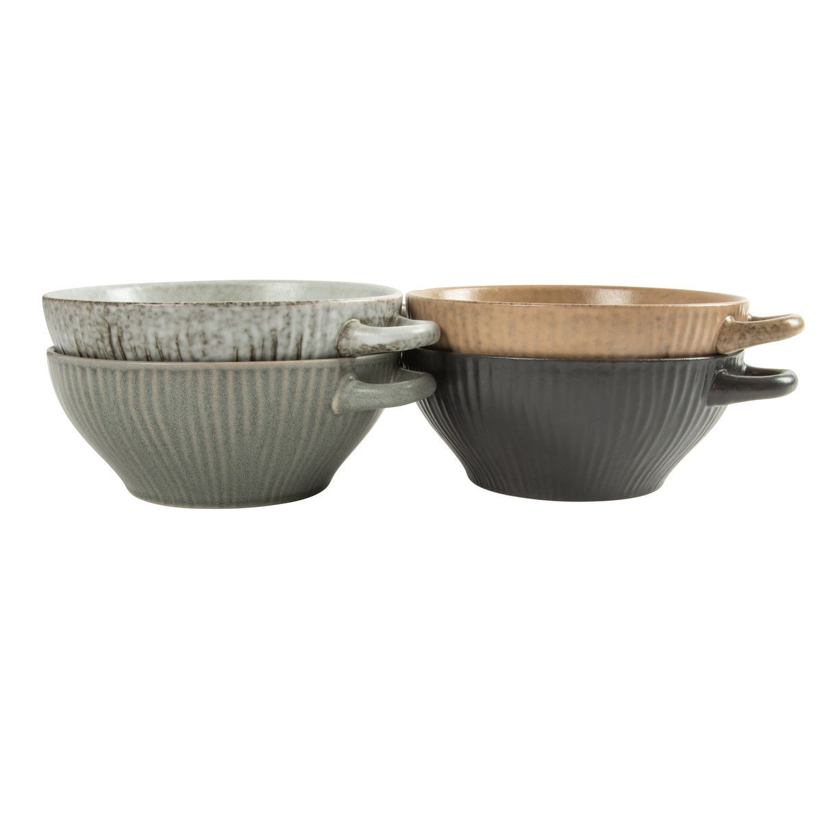 Gibson Elite Hearth Lane 4-Piece 6-Inch Stoneware Bowl Set, Reactive Glaze Soup and Cereal Bowls