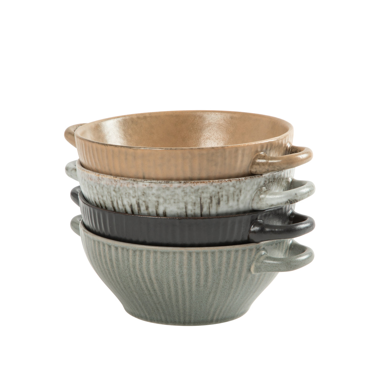 Gibson Elite Hearth Lane 4-Piece 6-Inch Stoneware Bowl Set, Reactive Glaze Soup and Cereal Bowls
