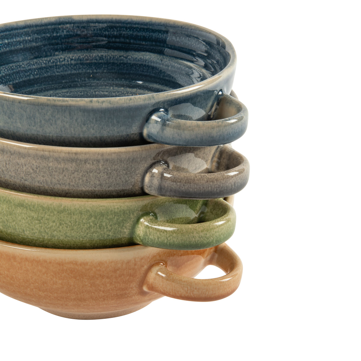 Gibson Elite Saville Court 4-Piece 6-Inch Stoneware Bowl Set, Reactive Glaze Soup and Cereal Bowls