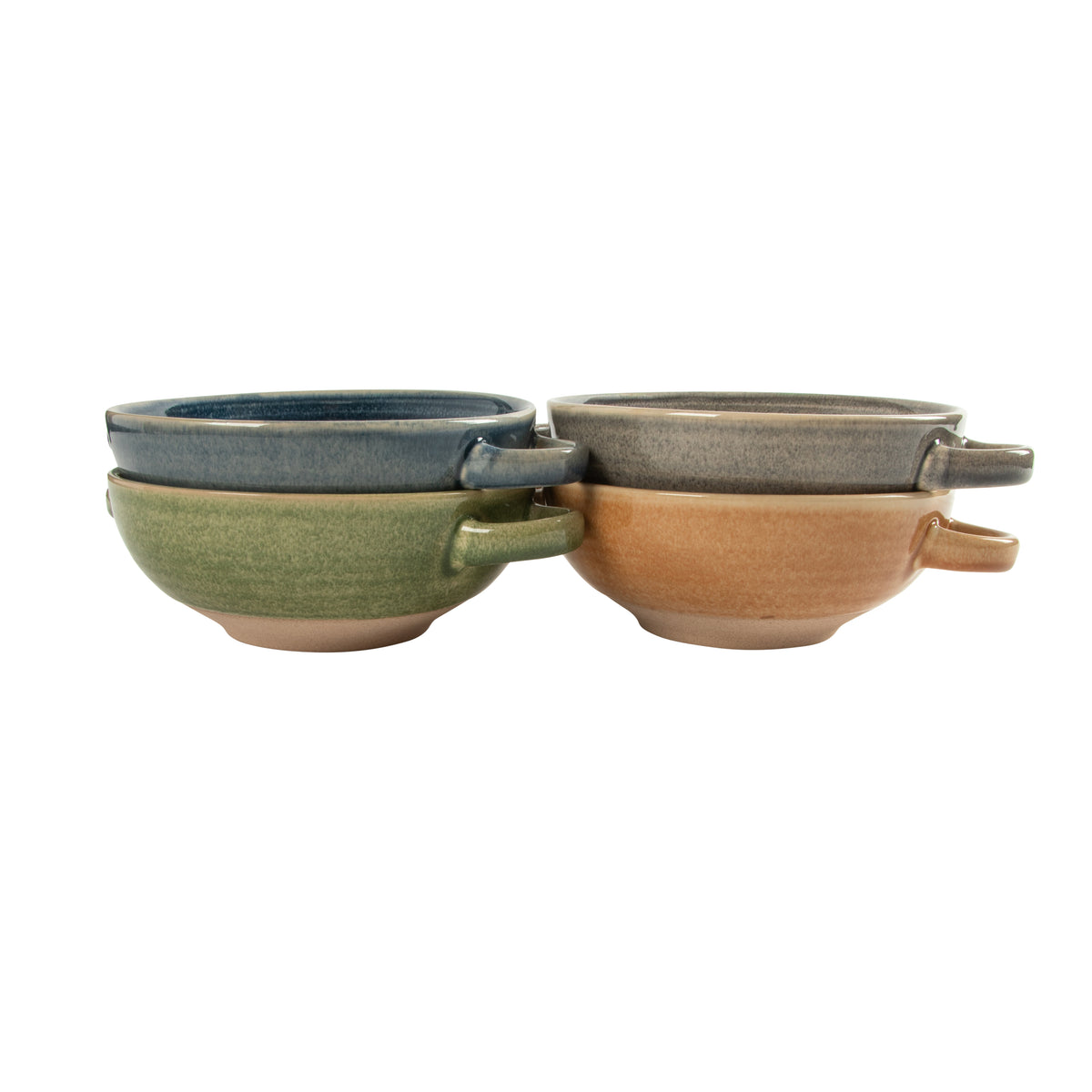 Gibson Elite Saville Court 4-Piece 6-Inch Stoneware Bowl Set, Reactive Glaze Soup and Cereal Bowls
