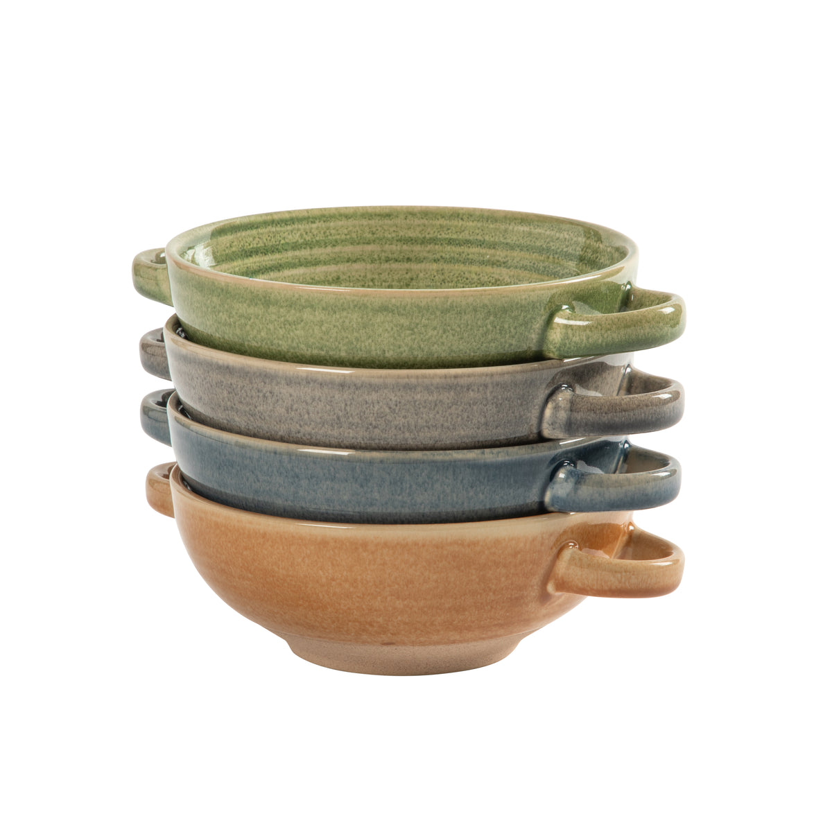 Gibson Elite Saville Court 4-Piece 6-Inch Stoneware Bowl Set, Reactive Glaze Soup and Cereal Bowls