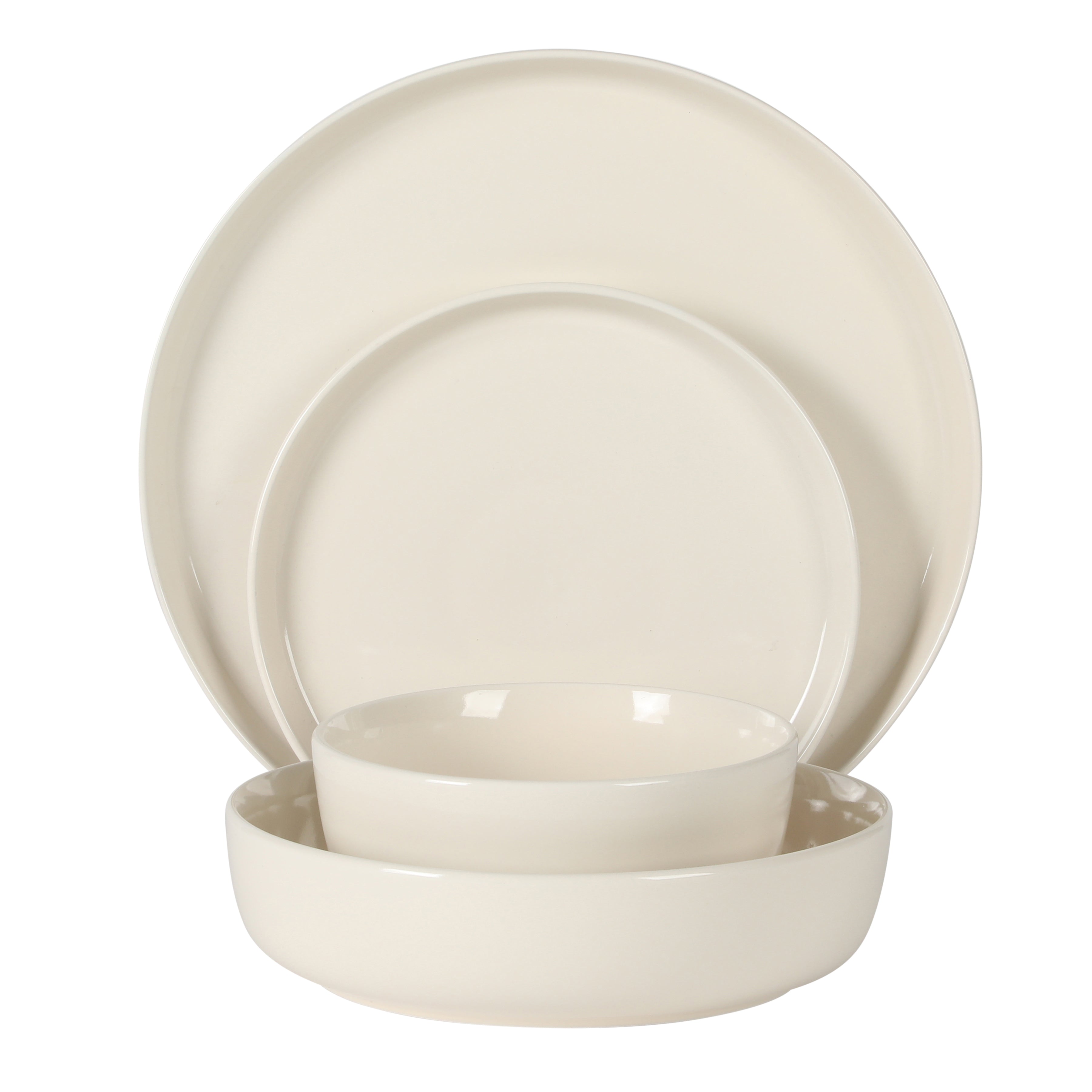 Gibson Home Serenity 16 Piece Modern Porcelain Dinnerware Set for 4, Plates and Bowls Set, Dinner Plates, Salad Plates,  Cereal Bowls