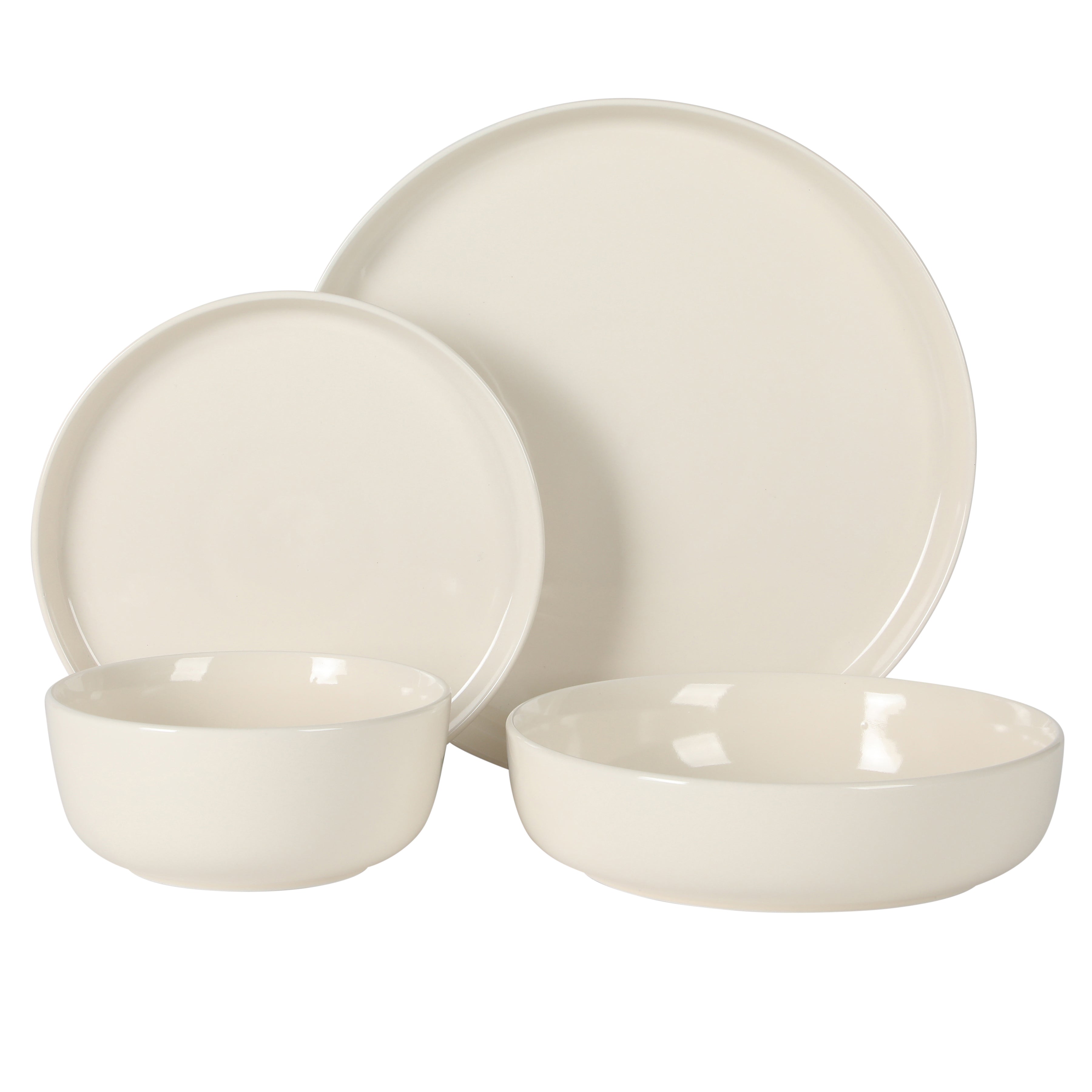 Gibson Home Serenity 16 Piece Modern Porcelain Dinnerware Set for 4, Plates and Bowls Set, Dinner Plates, Salad Plates,  Cereal Bowls