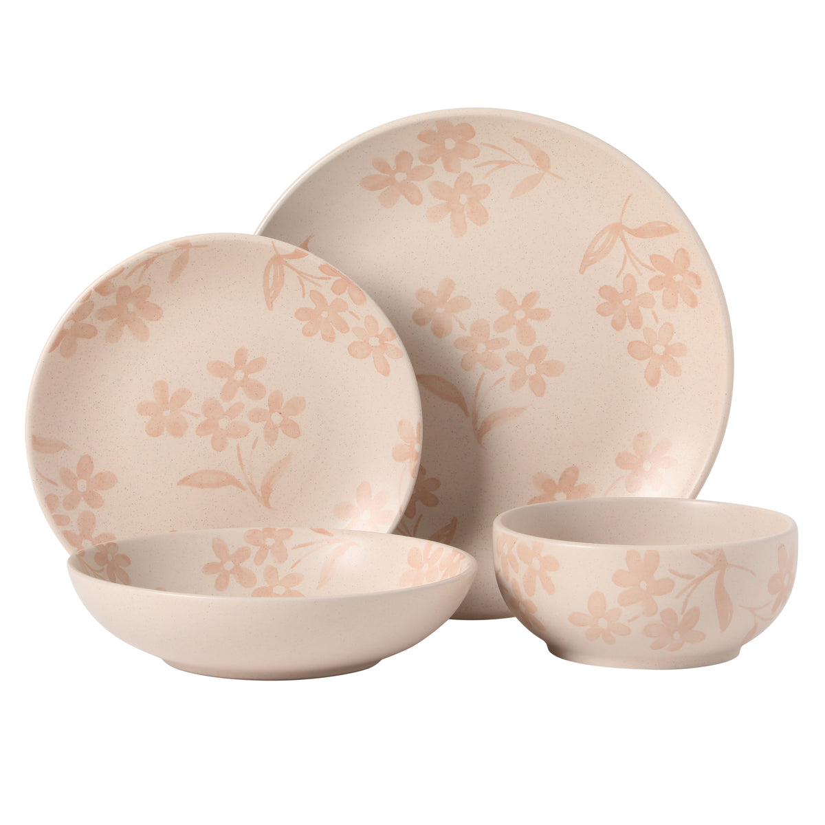 Gibson Home Admiral Hall Plates and Bowls Set, 16-Piece Floral Dinnerware Set, Stoneware Dish Set, Dinner Plates, Salad Plates, Pasta Bowls & Cereal Bowls