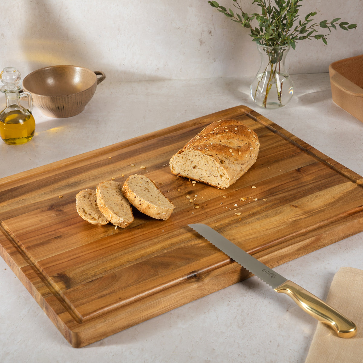 Gibson Elite Akron Mill Acacia Cutting Board - lifestyle