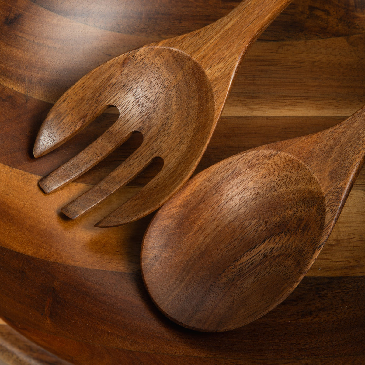 Gibson Elite Akron Mill Acacia Salad Servers - detail