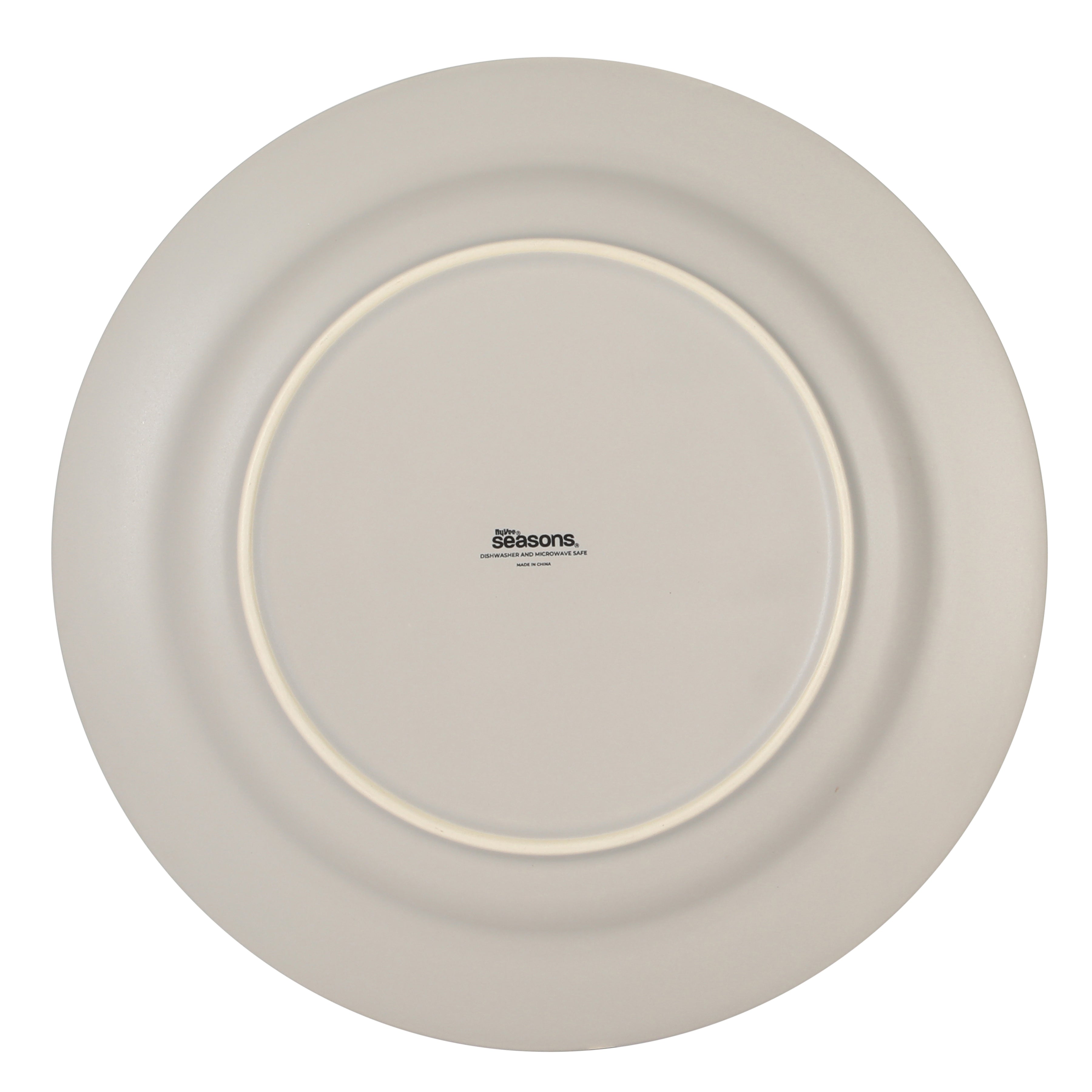 Gibson Elite Soleil 12 Piece Linen White Stoneware Dinnerware Set for 4, Plates and Bowls Set with Dinner Plates, Salad Plates and Bowls