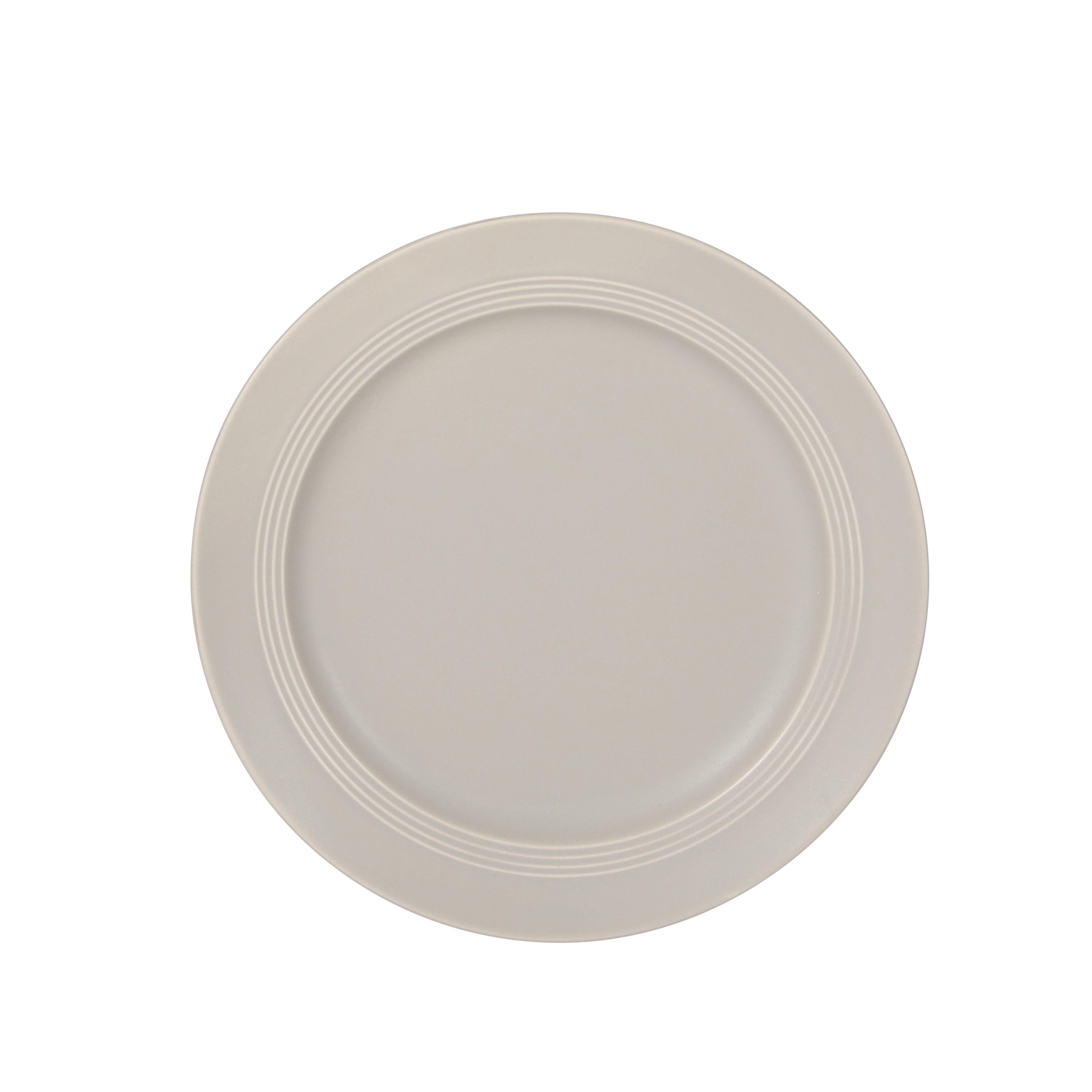 Gibson Elite Soleil 12 Piece Linen White Stoneware Dinnerware Set for 4, Plates and Bowls Set with Dinner Plates, Salad Plates and Bowls