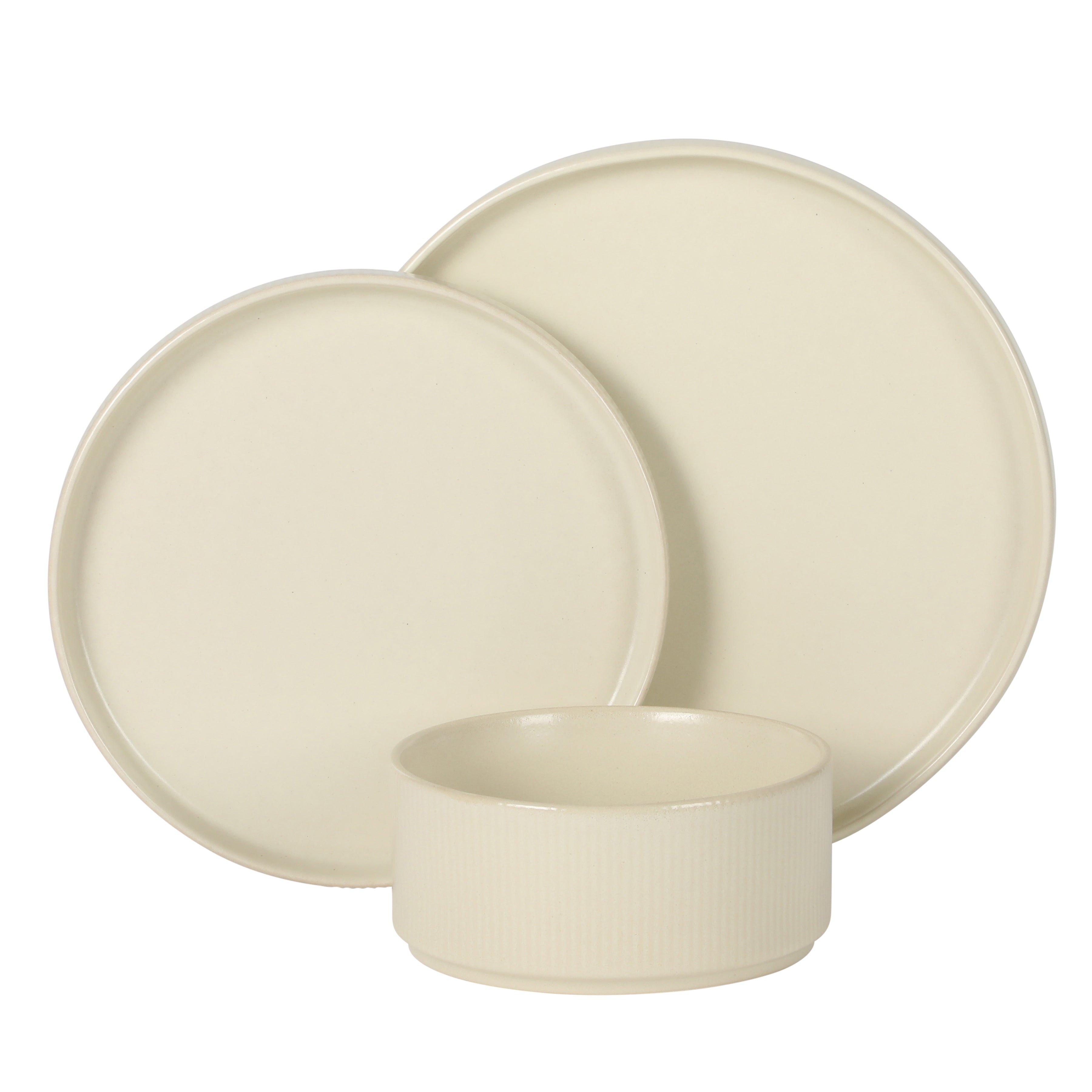 Gibson Elite Avant-Garde 12 Piece Stoneware Dinnerware Set for 4, Plates and Bowls Set with Reactive Glaze,  Dinner Plates, Salad Plates, Bowls