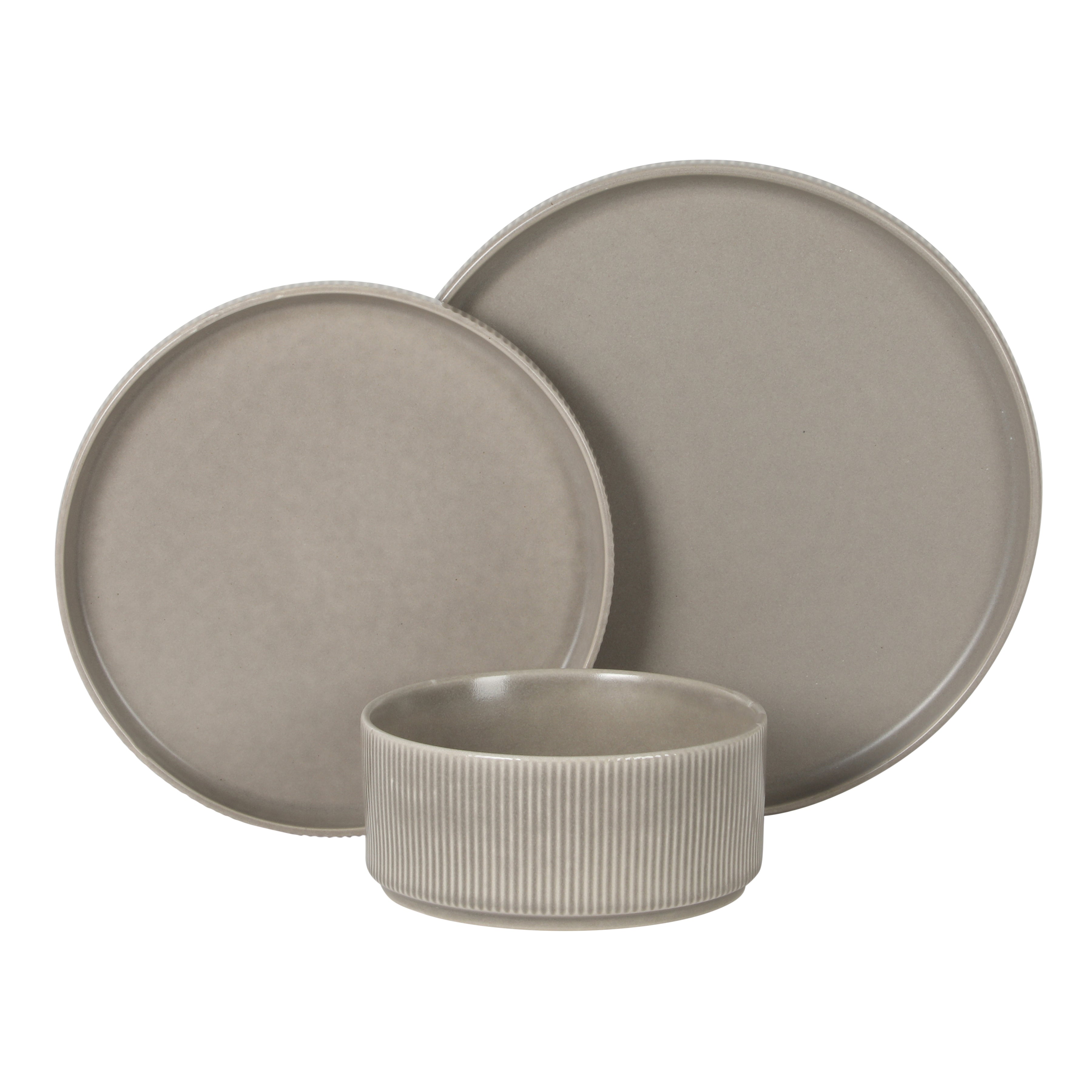 Gibson Elite Avant-Garde 12 Piece Stoneware Dinnerware Set for 4, Plates and Bowls Set with Reactive Glaze,  Dinner Plates, Salad Plates, Bowls