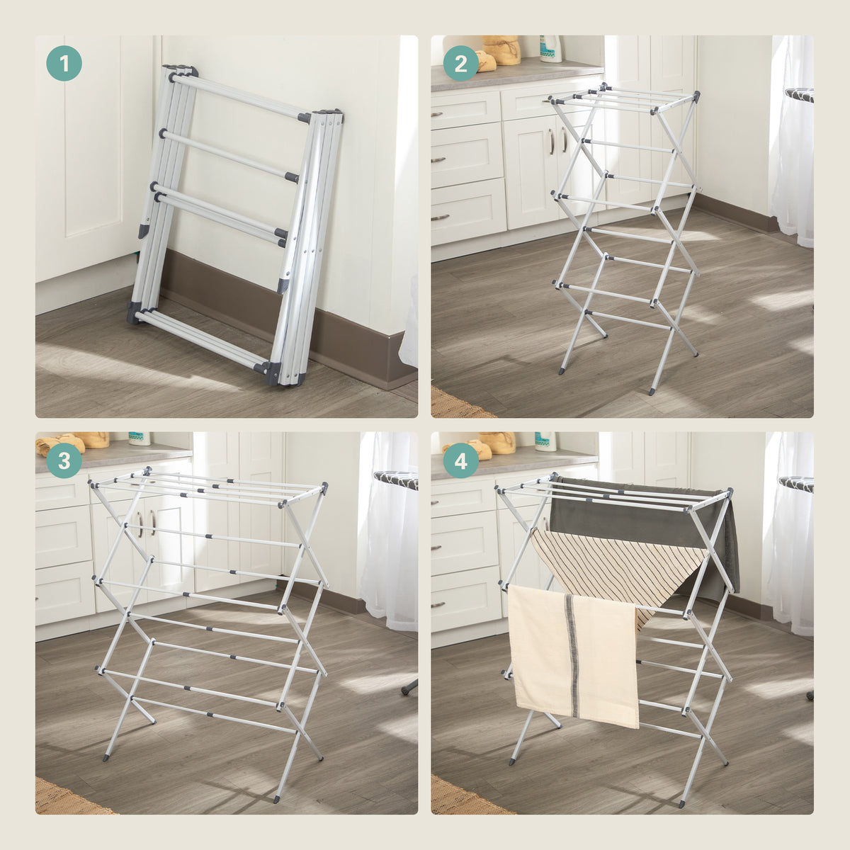 Gibson Home Clothes Drying Rack, Foldable Expandable Laundry Rack, White