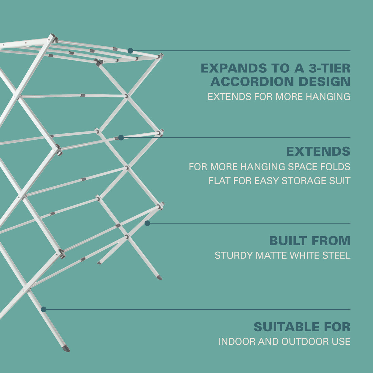 Gibson Home Clothes Drying Rack, Foldable Expandable Laundry Rack, White