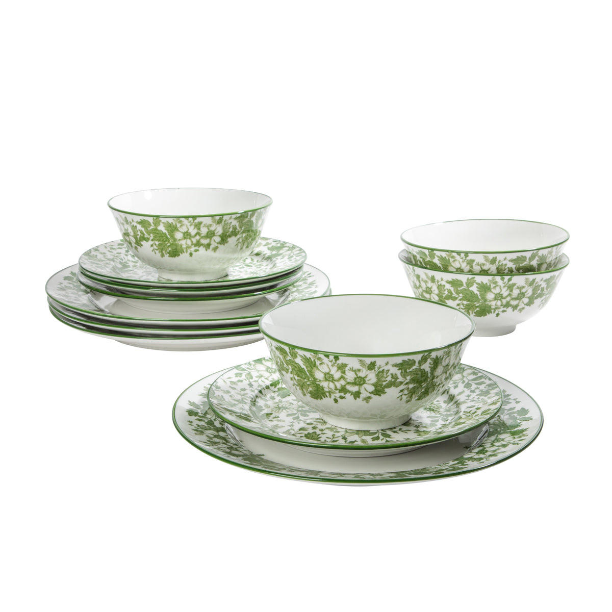 Martha Stewart Bedford Floral 12-Piece Porcelain Dinnerware Set for 4
