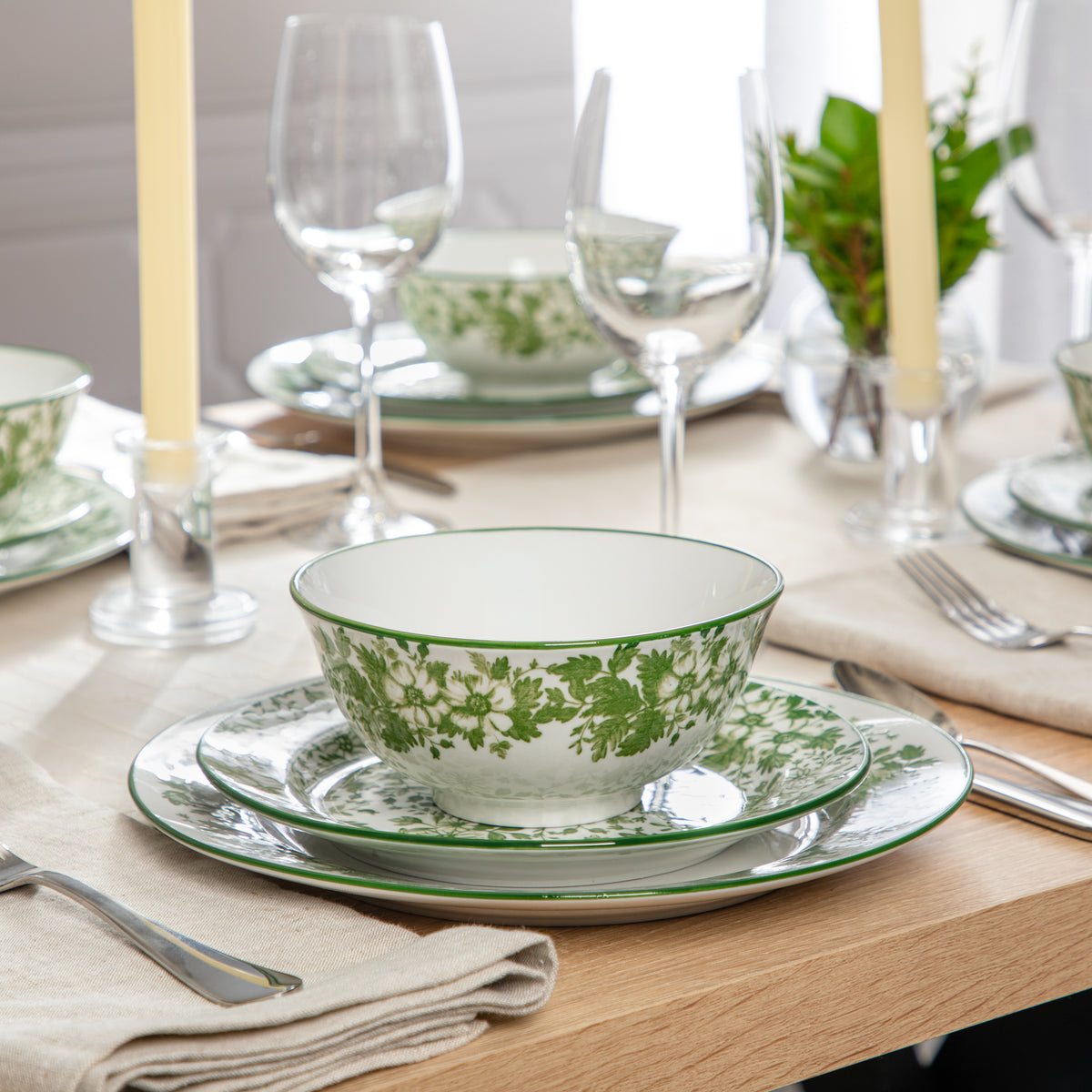 Martha Stewart Bedford Floral 12-Piece Porcelain Dinnerware Set for 4