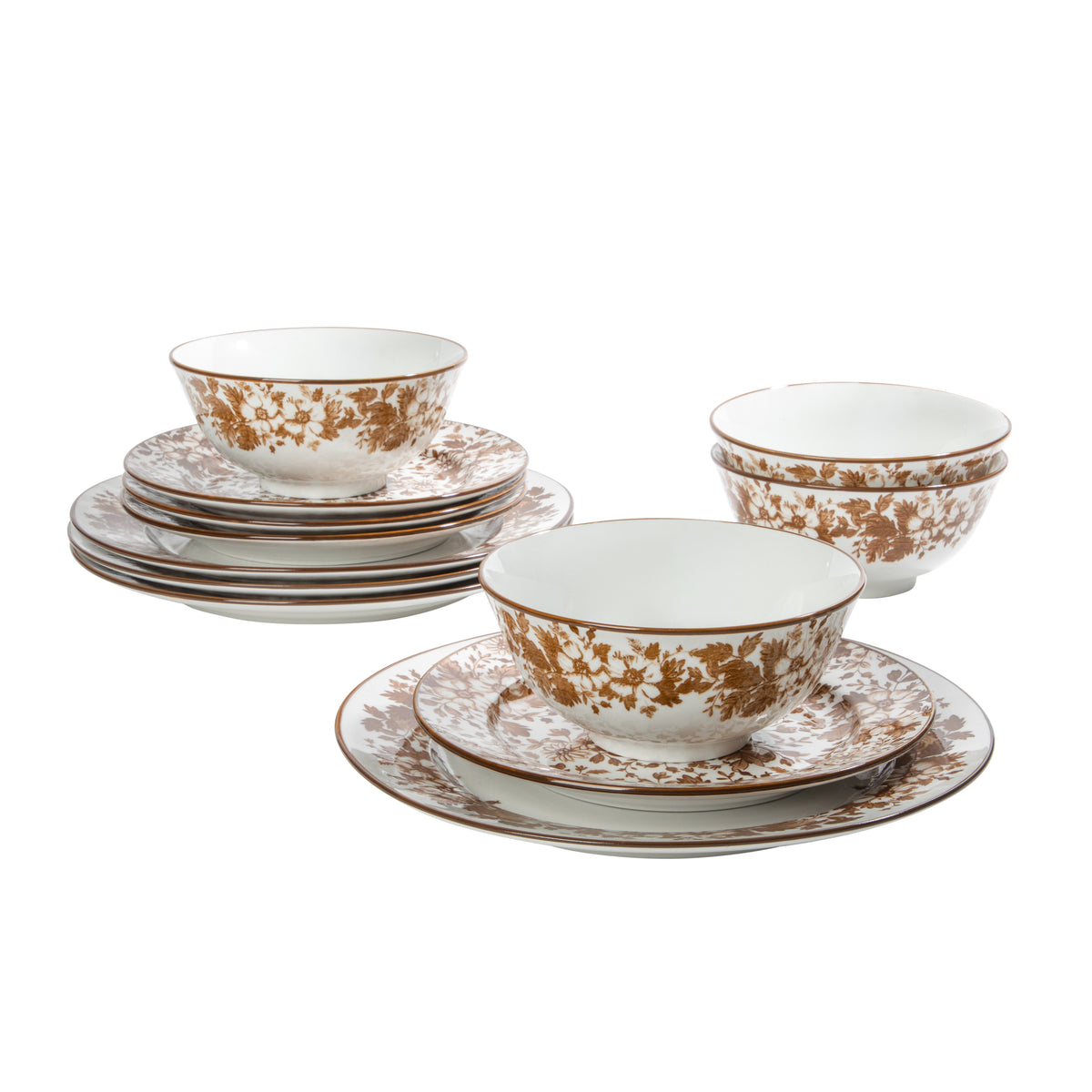 Martha Stewart Bedford Floral 12-Piece Porcelain Dinnerware Set for 4