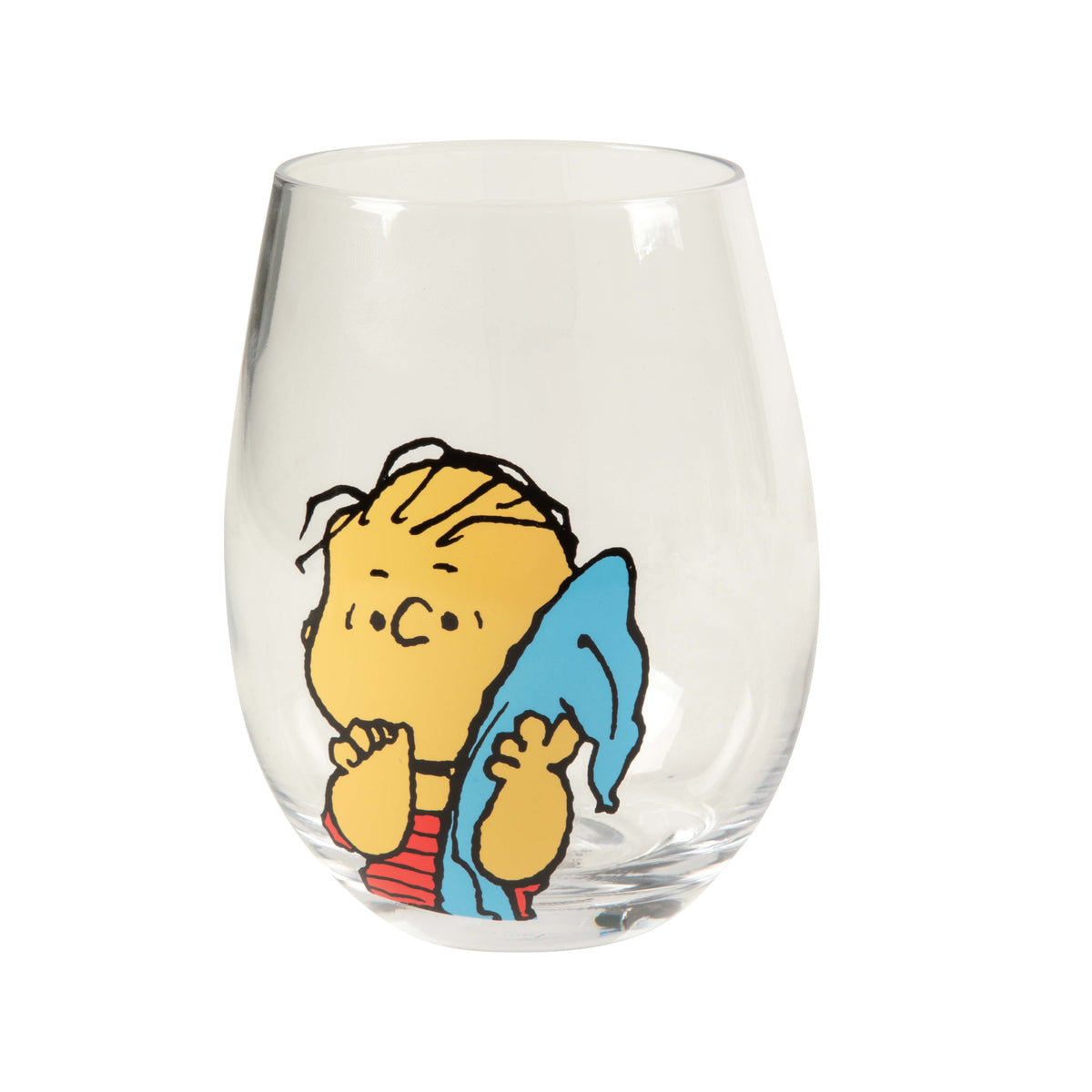 Peanuts Snoopy 19 Oz Clear Stemless Wine Glasses, Good Times With Friends Drinking Glasses, Set of 4