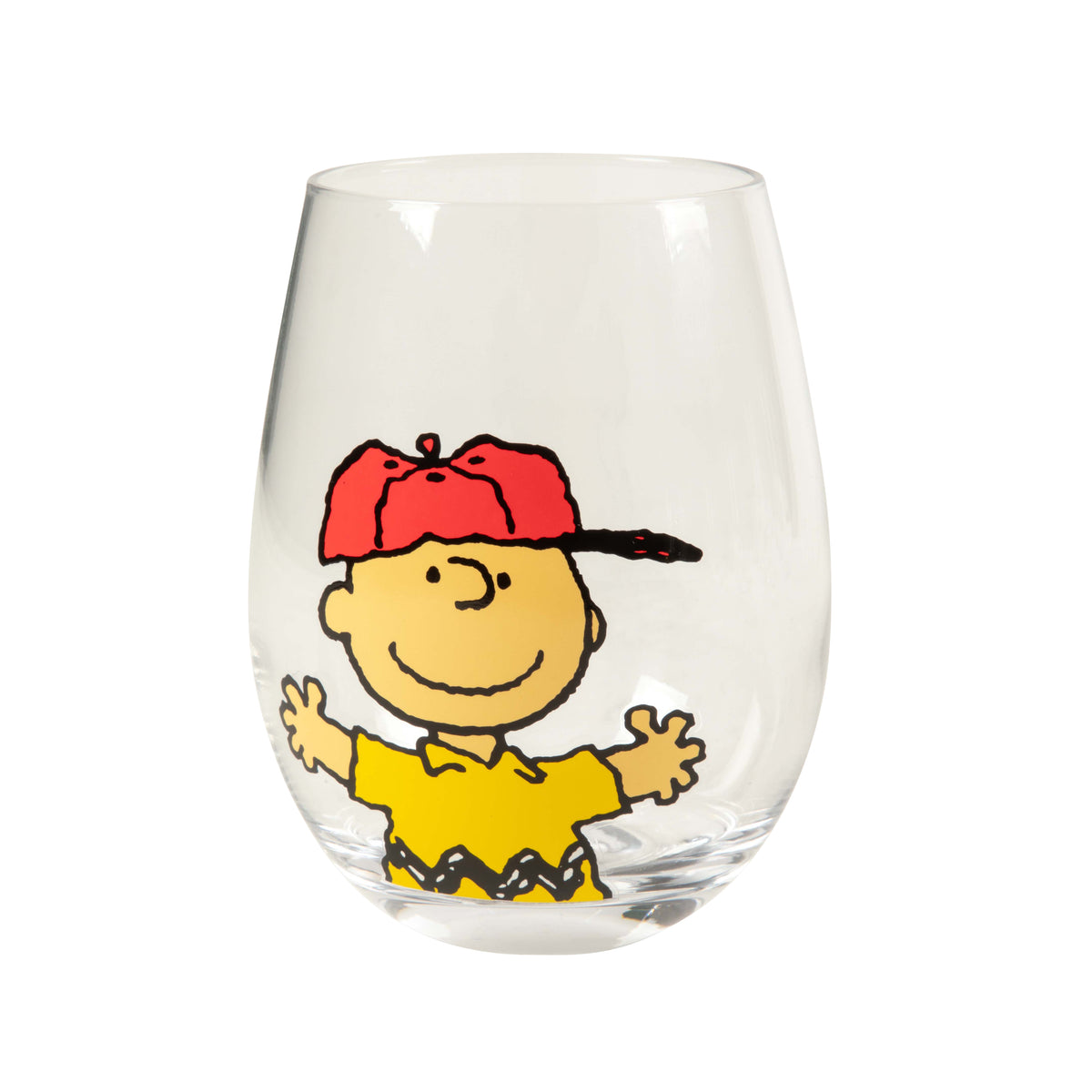 Peanuts Snoopy 19 Oz Clear Stemless Wine Glasses, Good Times With Friends Drinking Glasses, Set of 4