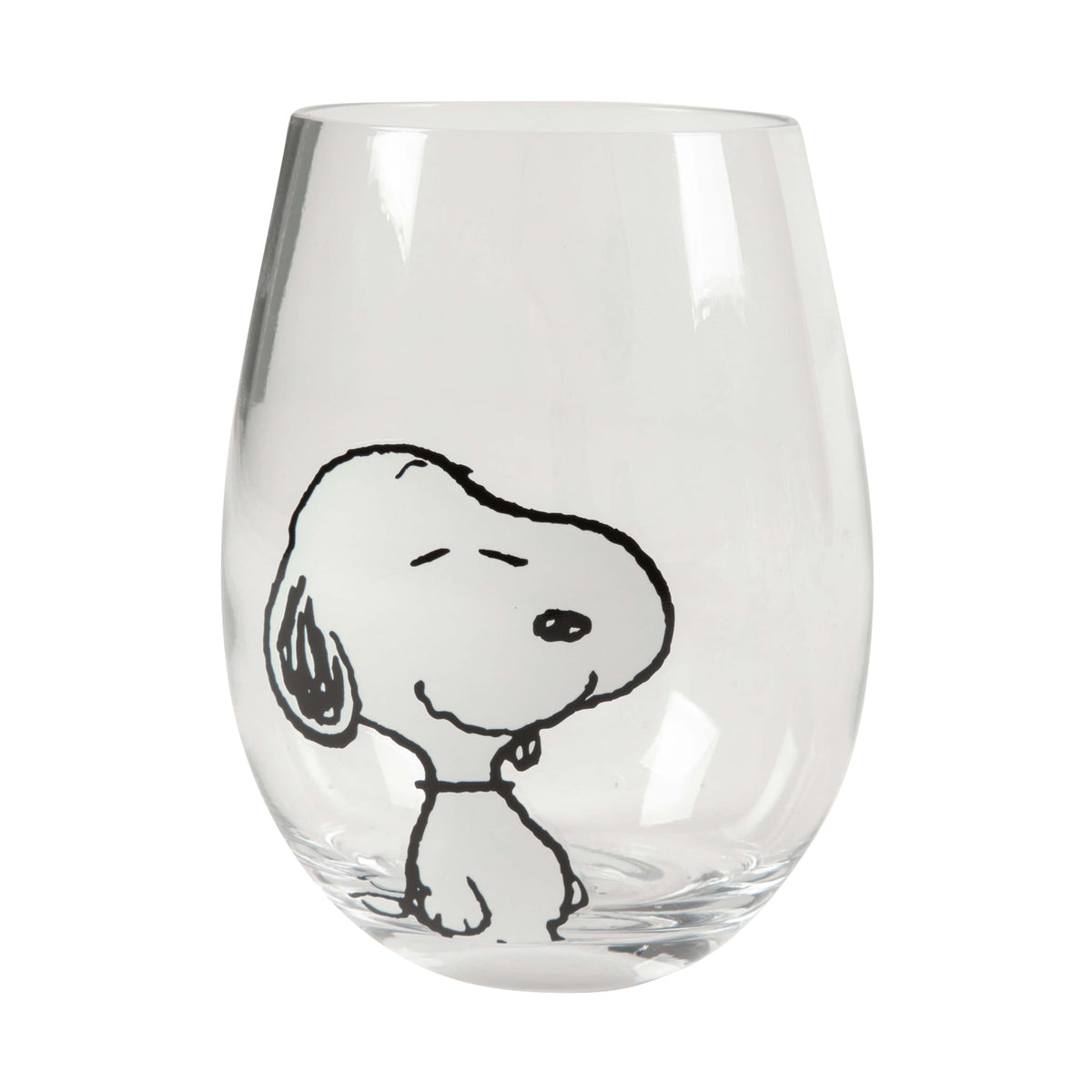 Peanuts Snoopy 19 Oz Clear Stemless Wine Glasses, Good Times With Friends Drinking Glasses, Set of 4