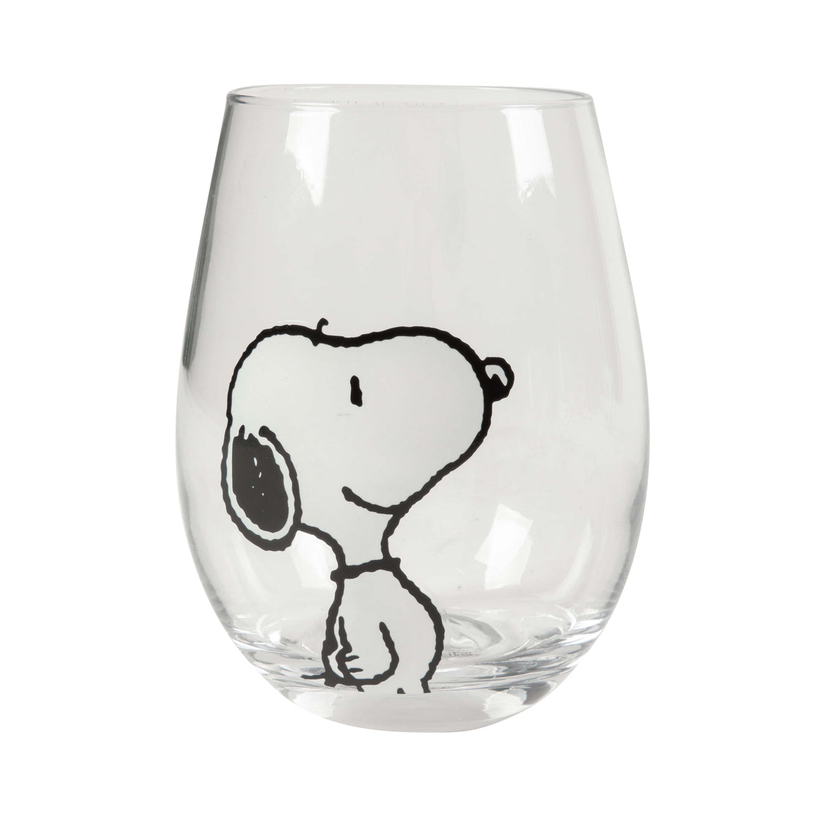 Peanuts Snoopy 19 Oz Clear Stemless Wine Glasses, Good Times With Friends Drinking Glasses, Set of 4