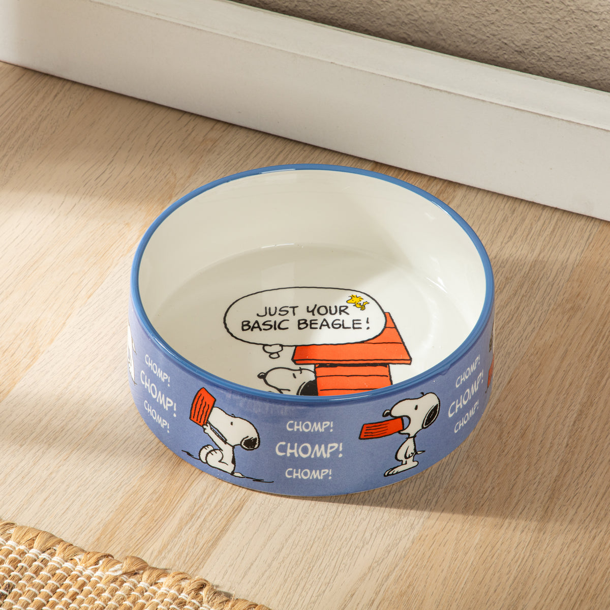 Peanuts Snoopy 8 Inch Ceramic Dog Bowl, Barks & Borough Decorated Pet Food and Water Dish