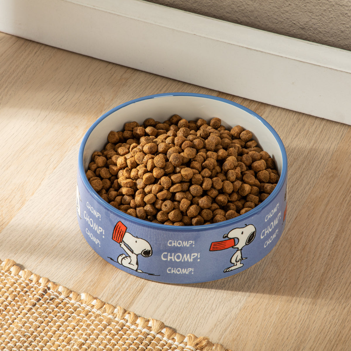 Peanuts Snoopy 8 Inch Ceramic Dog Bowl, Barks & Borough Decorated Pet Food and Water Dish