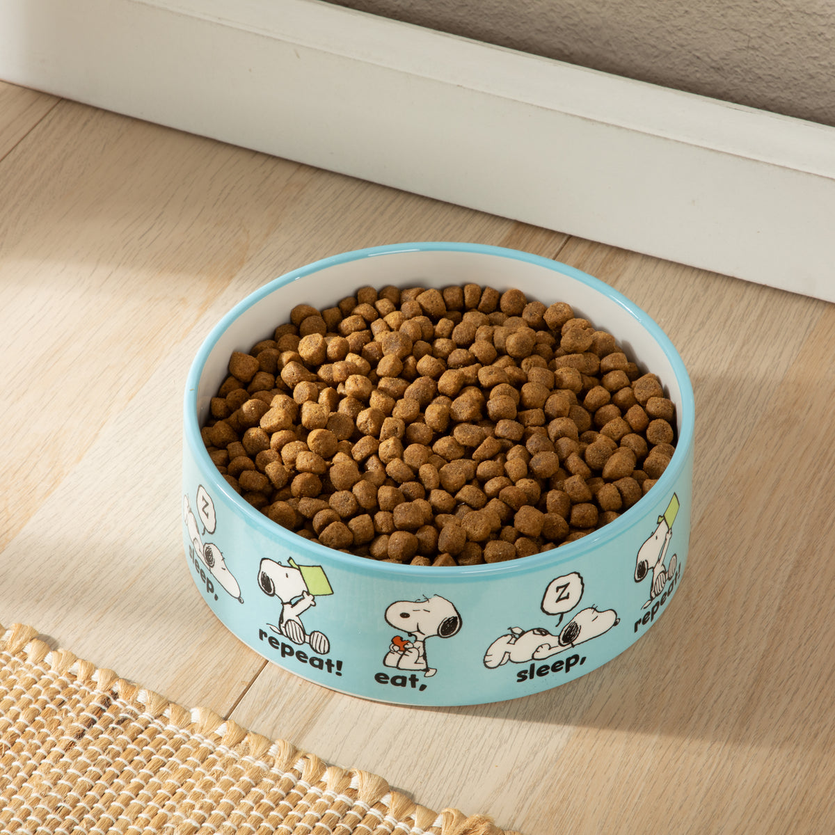Peanuts Snoopy 8 Inch Ceramic Dog Bowl, Barks & Borough Decorated Pet Food and Water Dish