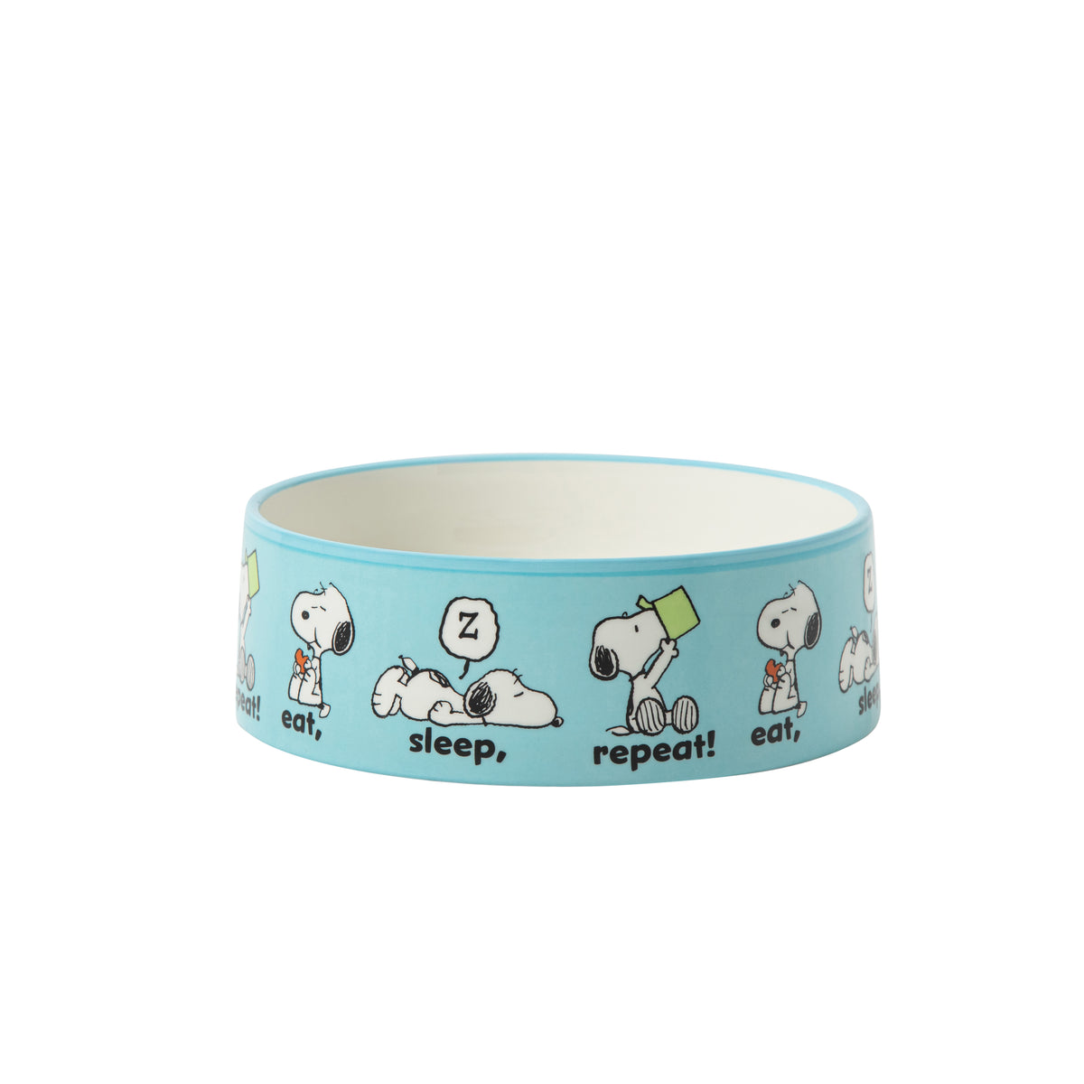 Peanuts Snoopy 8 Inch Ceramic Dog Bowl, Barks & Borough Decorated Pet Food and Water Dish
