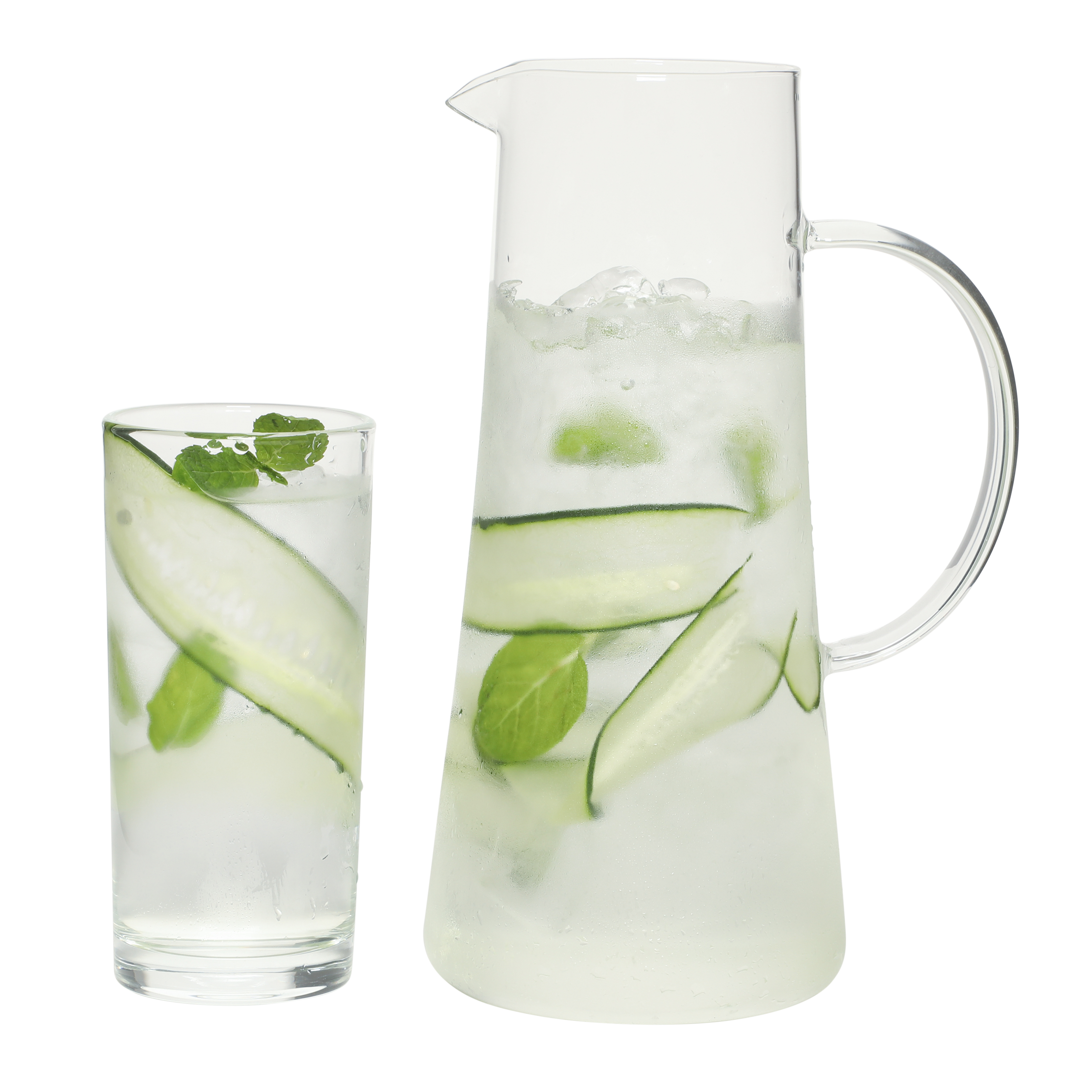 Gibson Home Boozy Brunch 7 Piece Glass Pitcher & Tumbler Set – 1.5L Pitcher with Six 13–14oz Tumblers, Everyday Beverage & Entertaining Drinkware Set, Dishwasher Safe