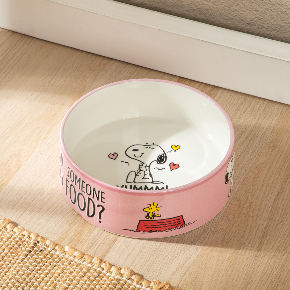 Peanuts Snoopy 8 Inch Ceramic Dog Bowl, Barks & Borough Decorated Pet Food and Water Dish