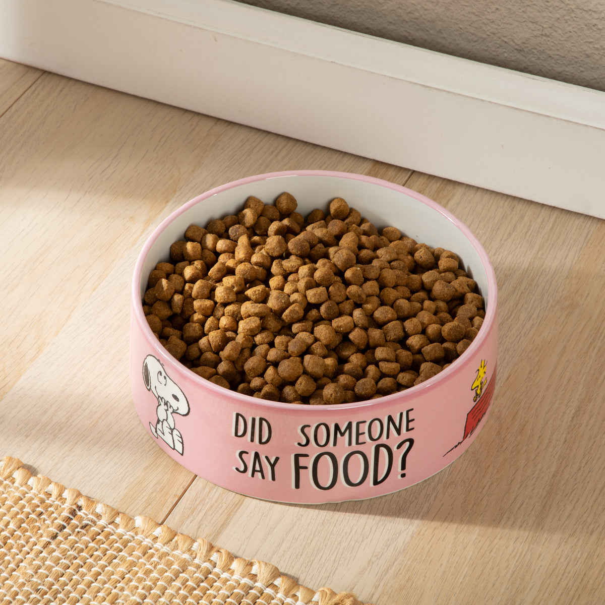 Peanuts Snoopy 8 Inch Ceramic Dog Bowl, Barks & Borough Decorated Pet Food and Water Dish