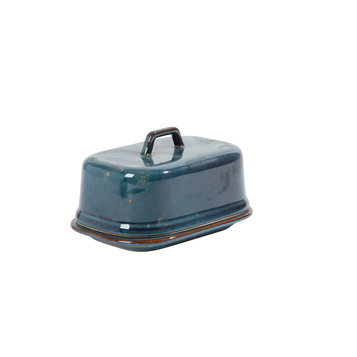 Gibson Elite Blue Eagle Butter Dish with Lid for Countertop, Ceramic Stoneware Butter Keeper, Reactive Glaze, Covered Rectangular Dish