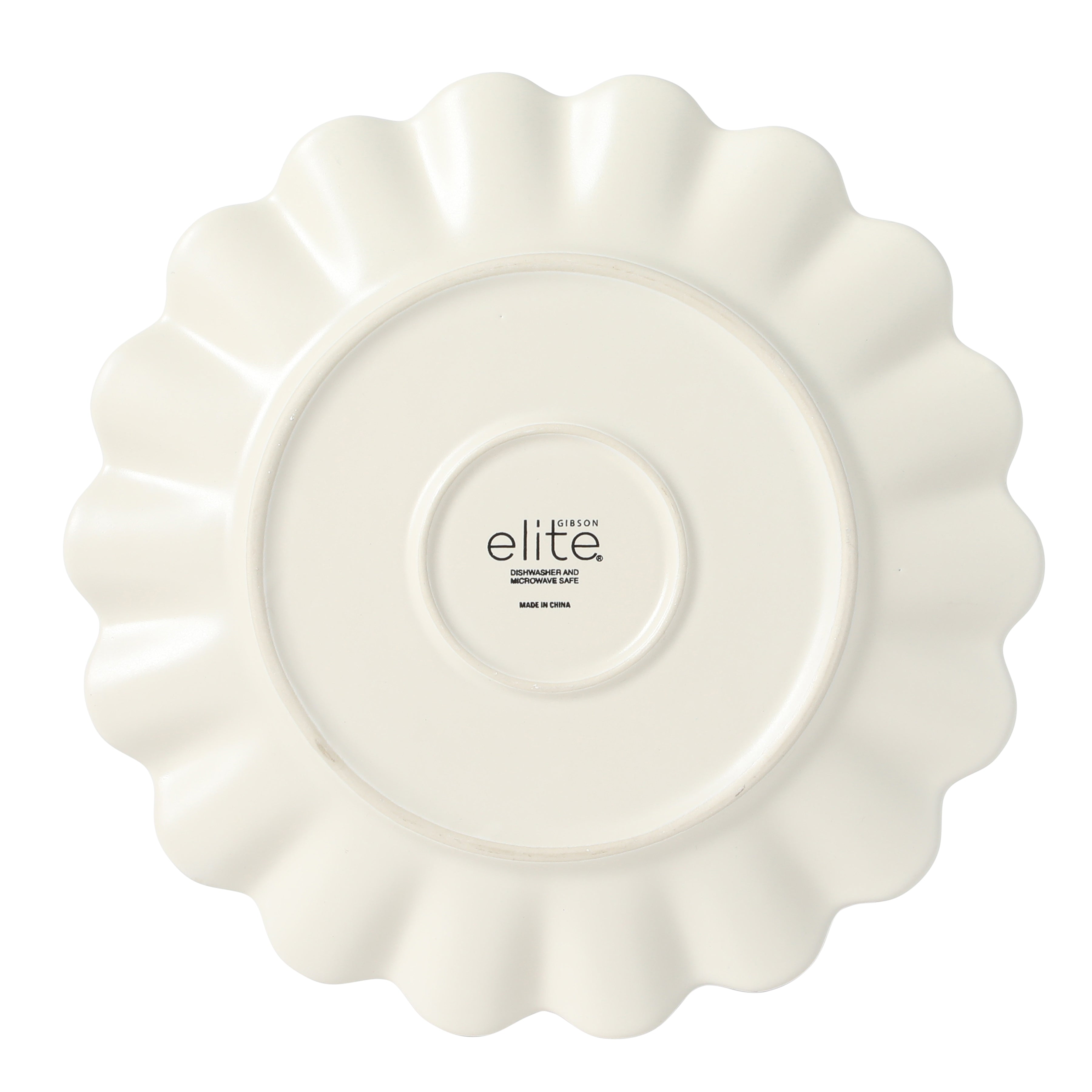 Gibson Elite Plates and Bowls Sets, 12-Piece Stoneware Dinnerware Set for 4, Scalloped Dish Set with Dinner Plates, Salad Plates & Bowls