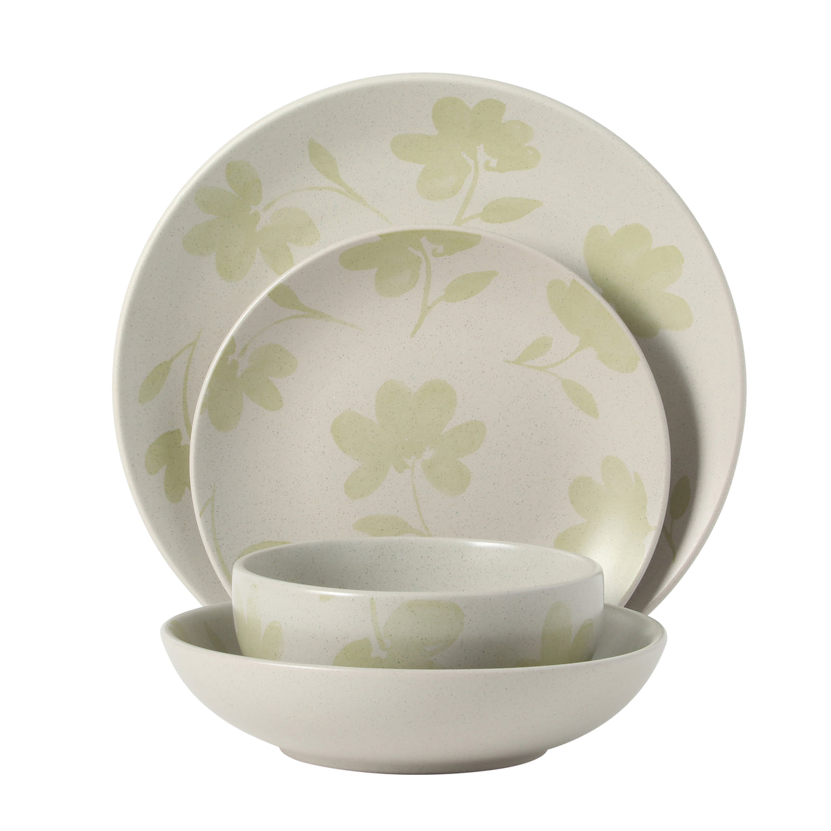 Gibson Home Admiral Hall Plates and Bowls Set, 16-Piece Floral Dinnerware Set, Stoneware Dish Set, Dinner Plates, Salad Plates, Pasta Bowls & Cereal Bowls