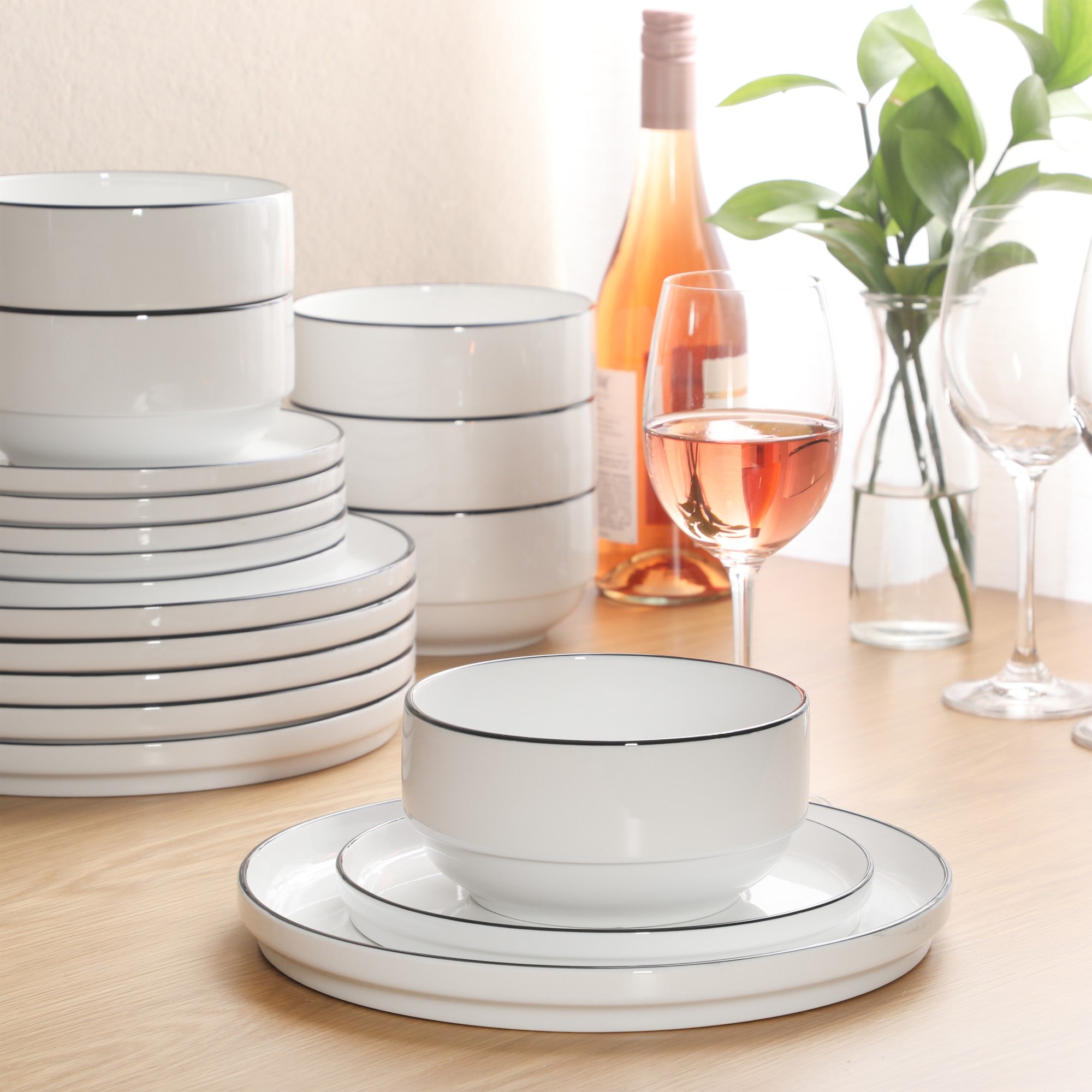 Gibson Home Rothernberg Stackable 18 Piece, Service for 6, Porcelain P