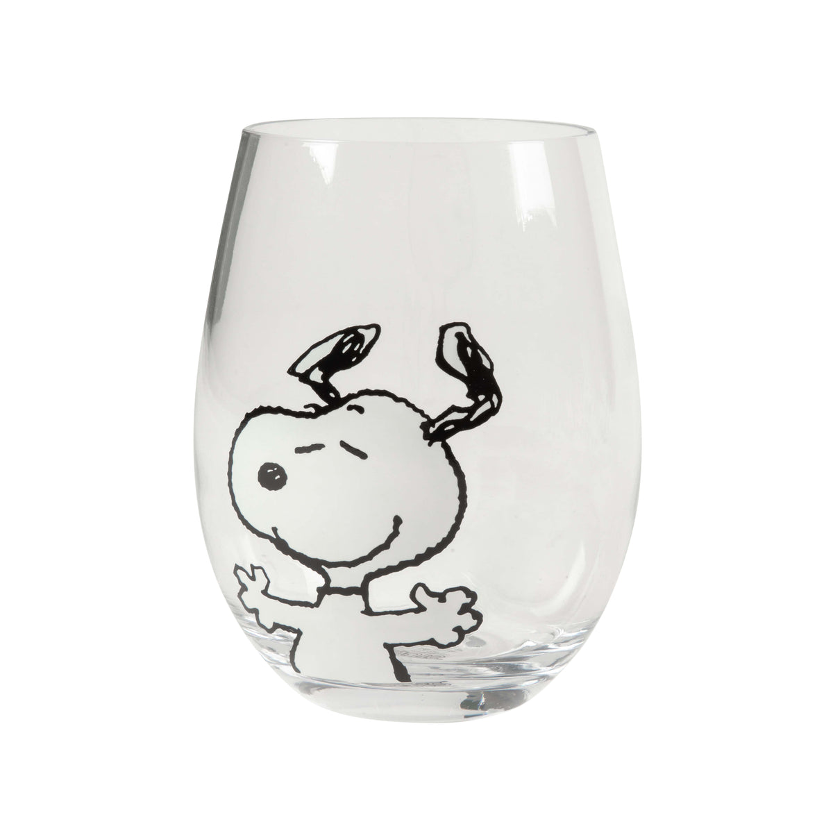 Peanuts Snoopy 19 Oz Clear Stemless Wine Glasses, Good Times With Friends Drinking Glasses, Set of 4