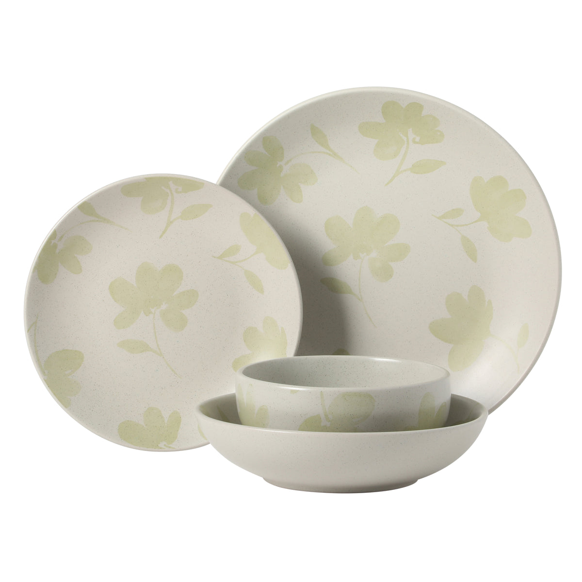 Gibson Home Admiral Hall Plates and Bowls Set, 16-Piece Floral Dinnerware Set, Stoneware Dish Set, Dinner Plates, Salad Plates, Pasta Bowls & Cereal Bowls