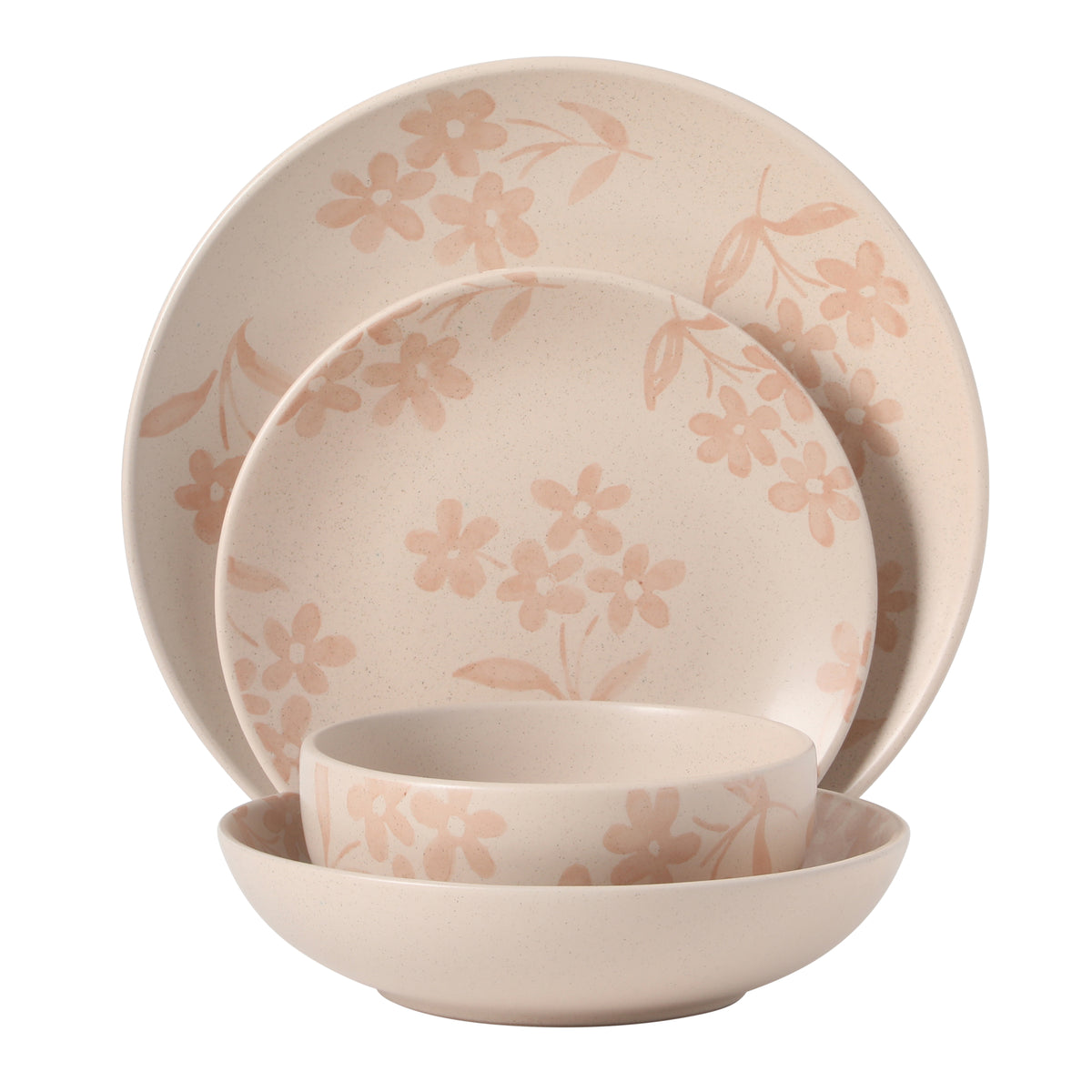 Gibson Home Admiral Hall Plates and Bowls Set, 16-Piece Floral Dinnerware Set, Stoneware Dish Set, Dinner Plates, Salad Plates, Pasta Bowls & Cereal Bowls