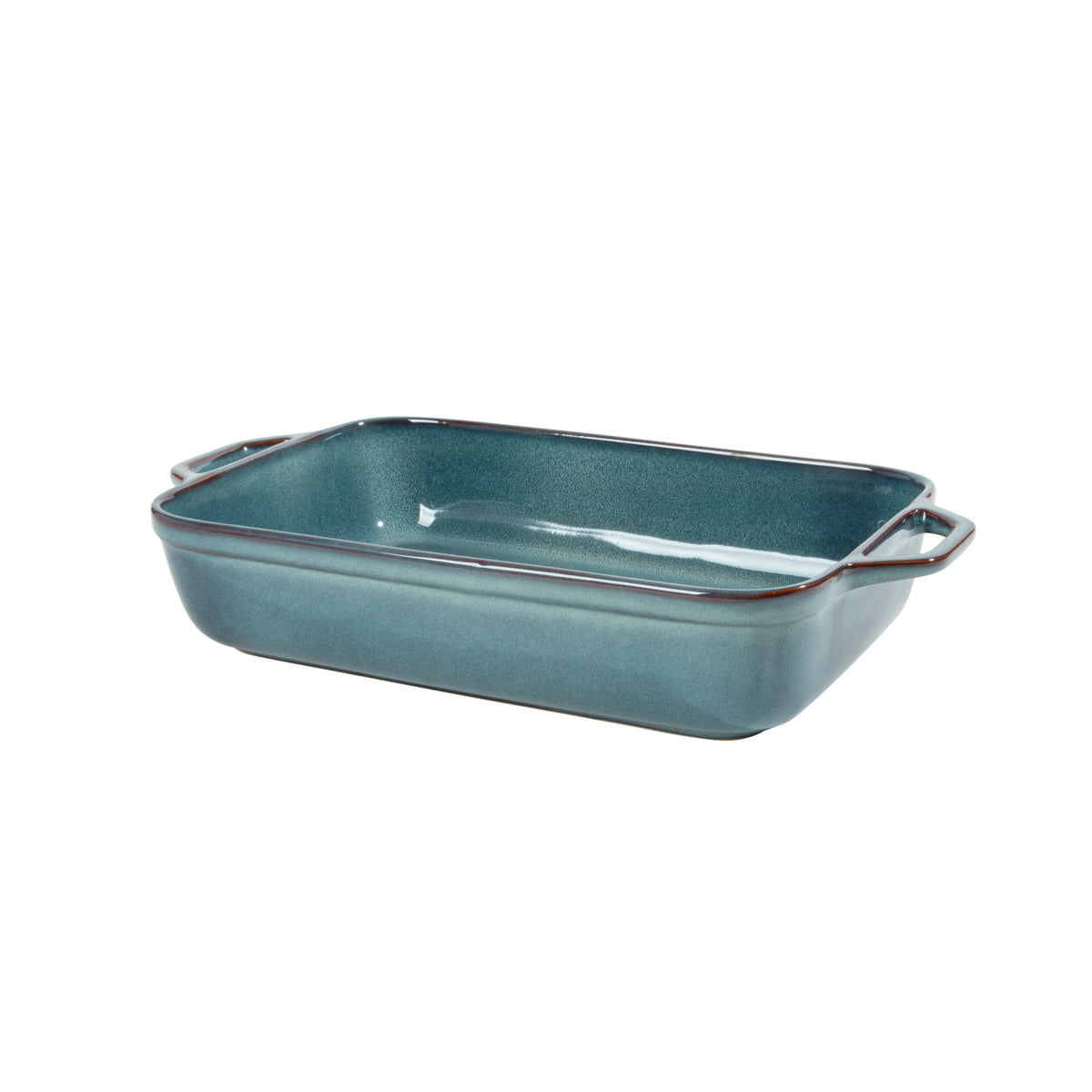 Gibson Elite Blue Eagle Casserole Dish, Oven Safe Ceramic Stoneware Baking Dish, Lasagna Pan with Handles, Reactive Glaze, 4.2 Qt, 16.7 x 9.6 in