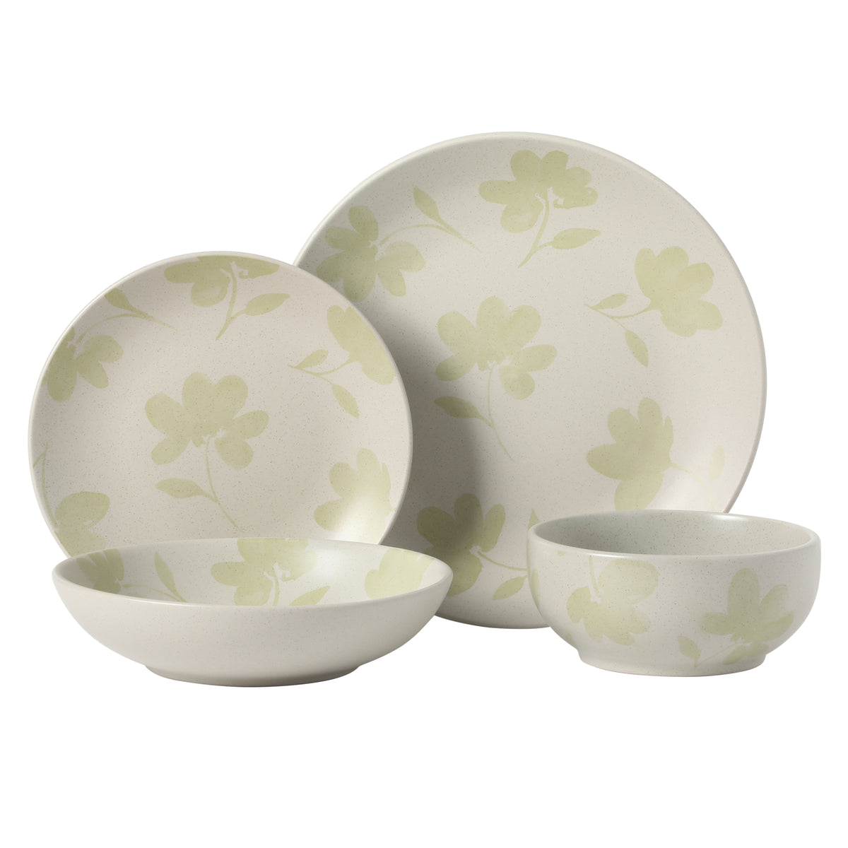 Gibson Home Admiral Hall Plates and Bowls Set, 16-Piece Floral Dinnerware Set, Stoneware Dish Set, Dinner Plates, Salad Plates, Pasta Bowls & Cereal Bowls